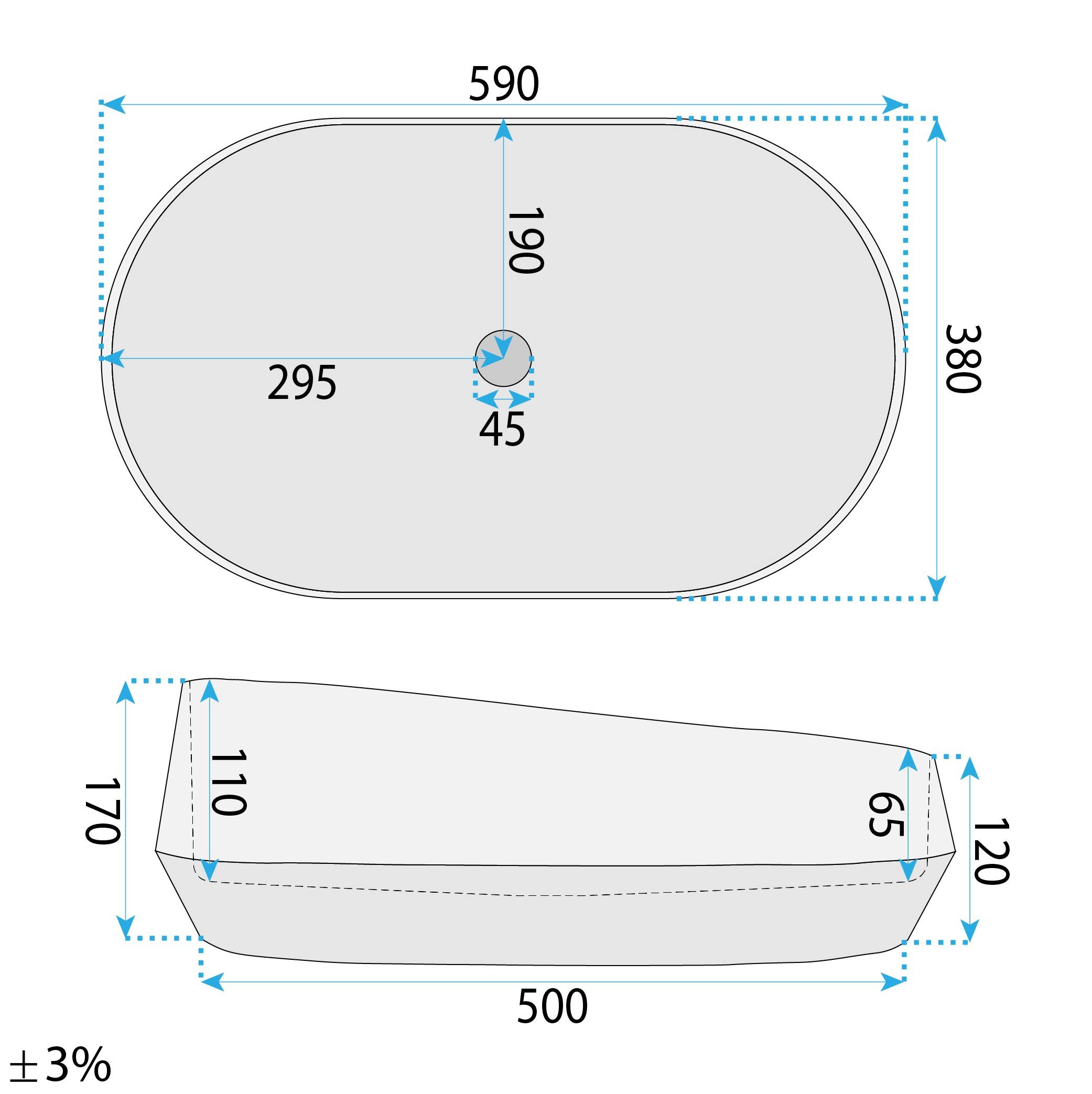 Rea Zoe Rock, umývadlo na dosku 550x355x170 mm, šedá-imitácia kameňa,  REA-U0643