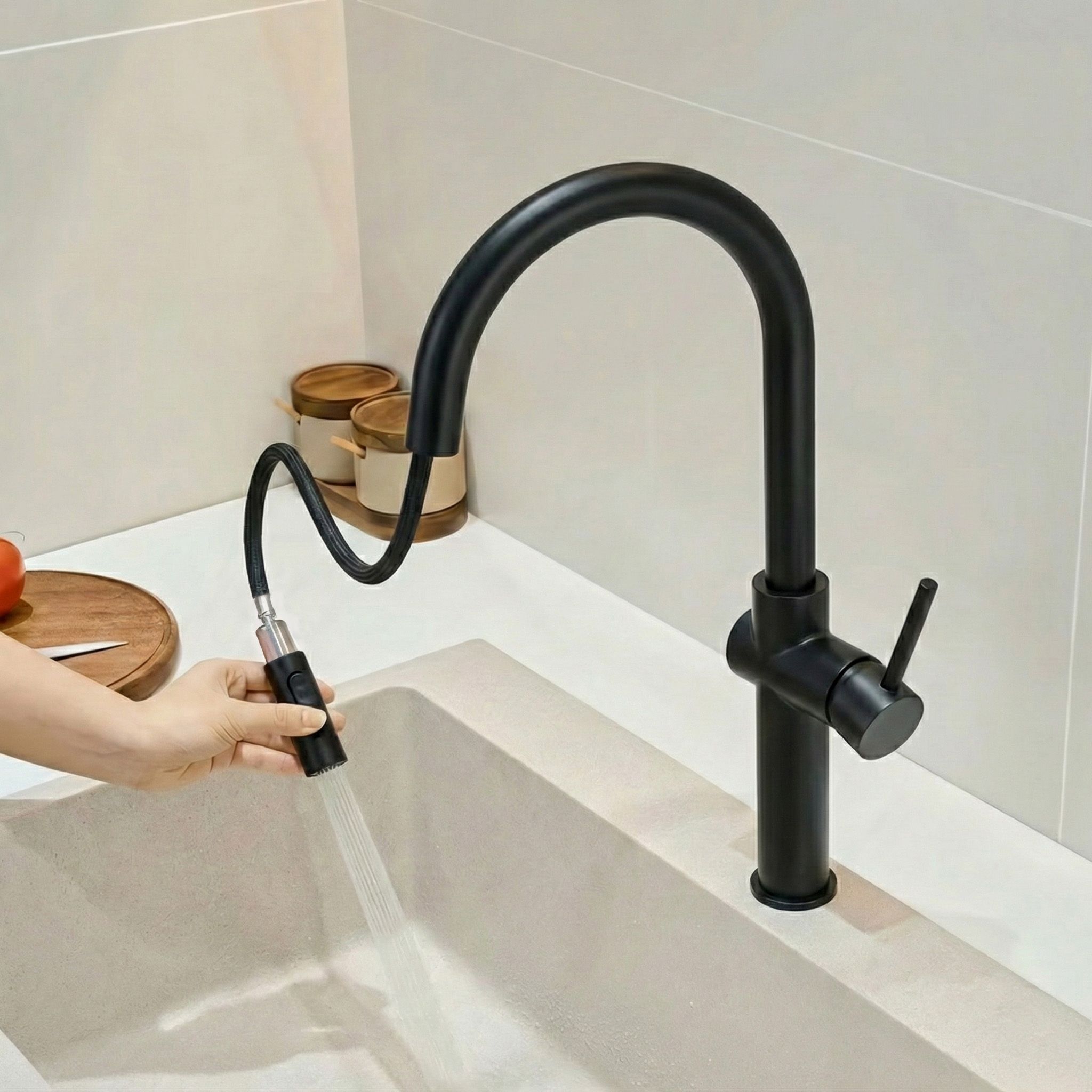 Rea Fresh High, vysoká kuchynská batéria, čierna matná REA-B7200
