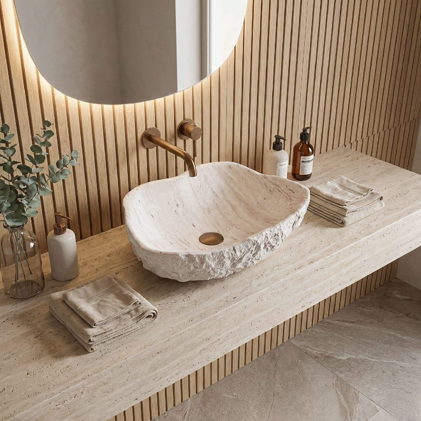Rea Isla Shiro, umývadlo na dosku 490x370x135 mm, imitácia kameňa, REA-U0642