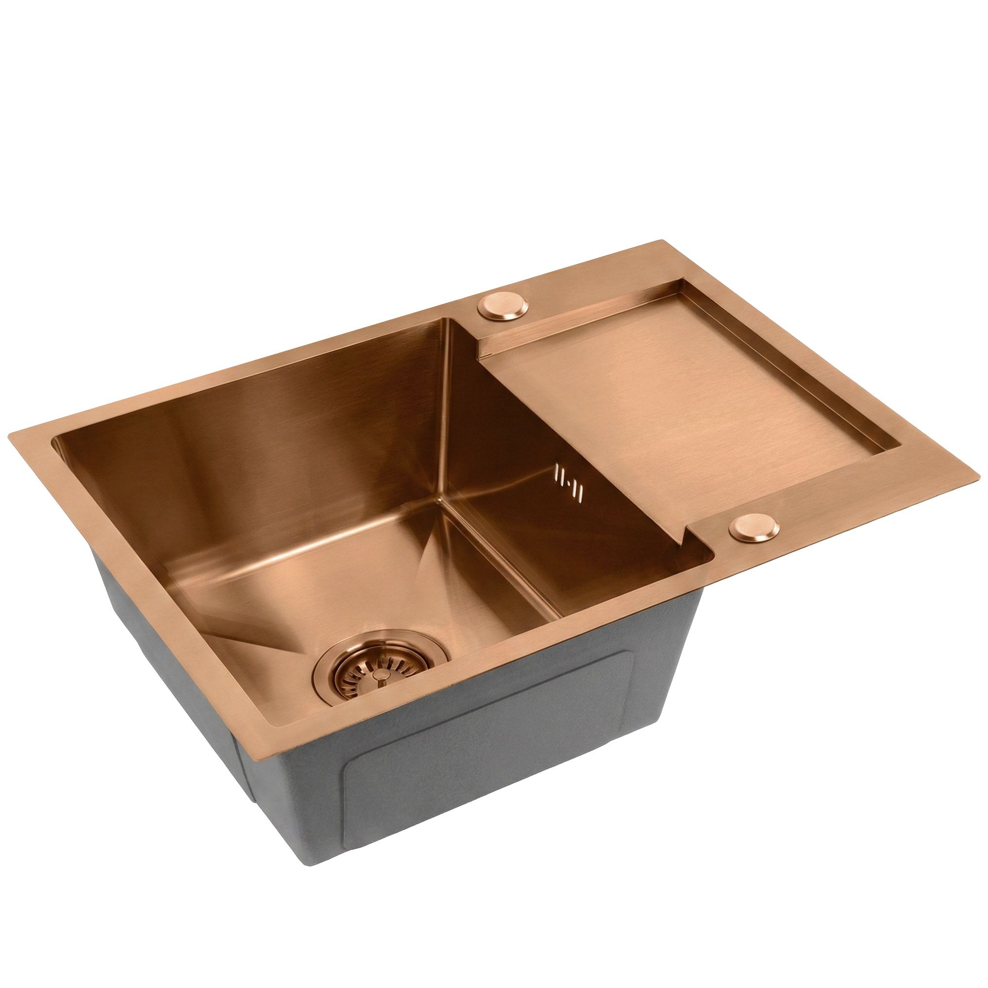 Rea Paul, 1-komorový nerezový drez 600x480x185 mm, medená matná, ZLE-06017