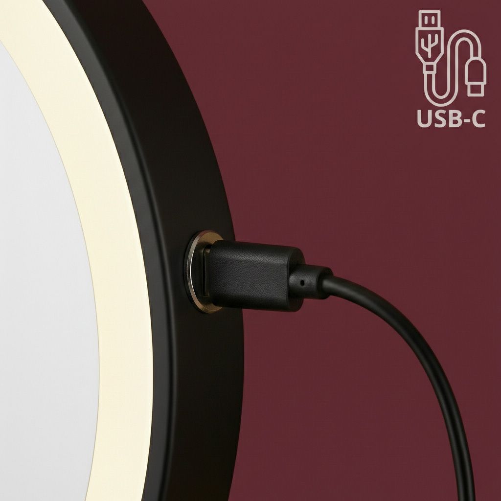 Rea Glow, kozmetické LED zrkadlo nástenné 20 cm, čierna matná, HOM-70000