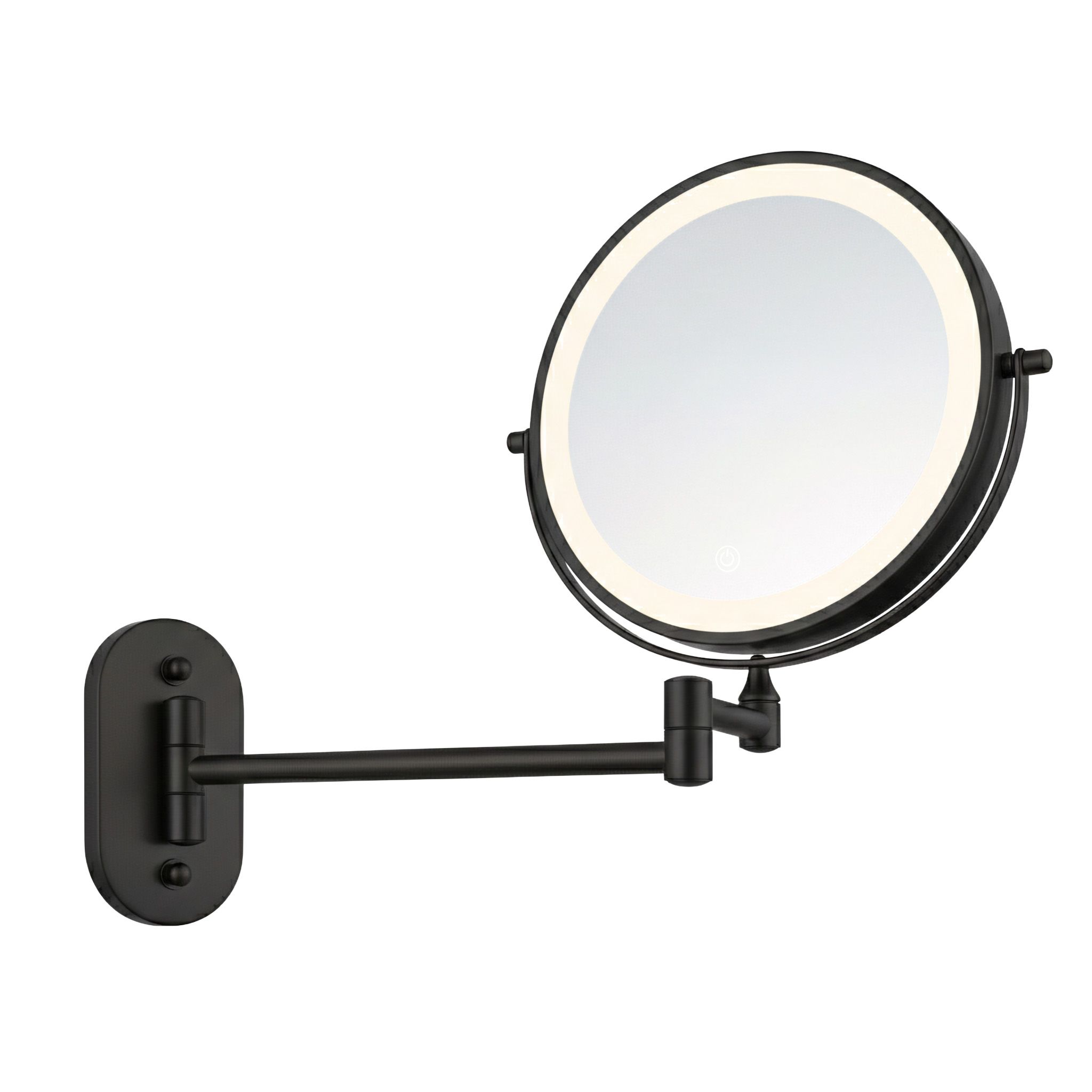 Rea Glow, kozmetické LED zrkadlo nástenné 20 cm, čierna matná, HOM-70000