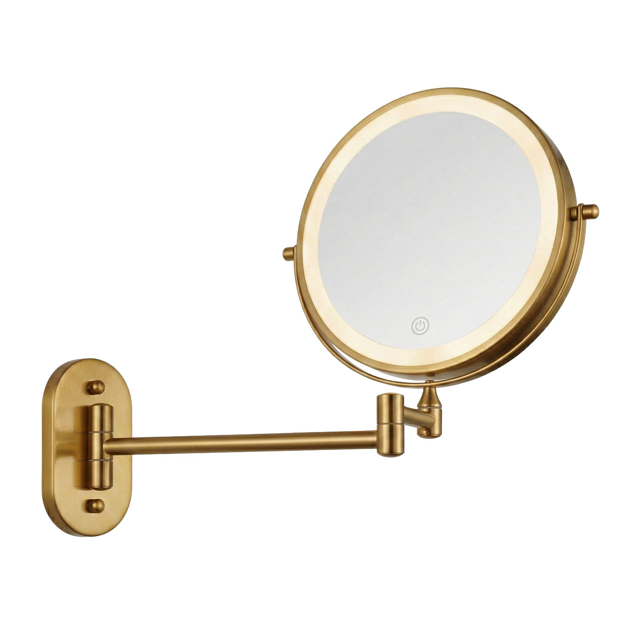 Rea Glow, kozmetické LED zrkadlo nástenné 20 cm, zlatá matná, HOM-70001