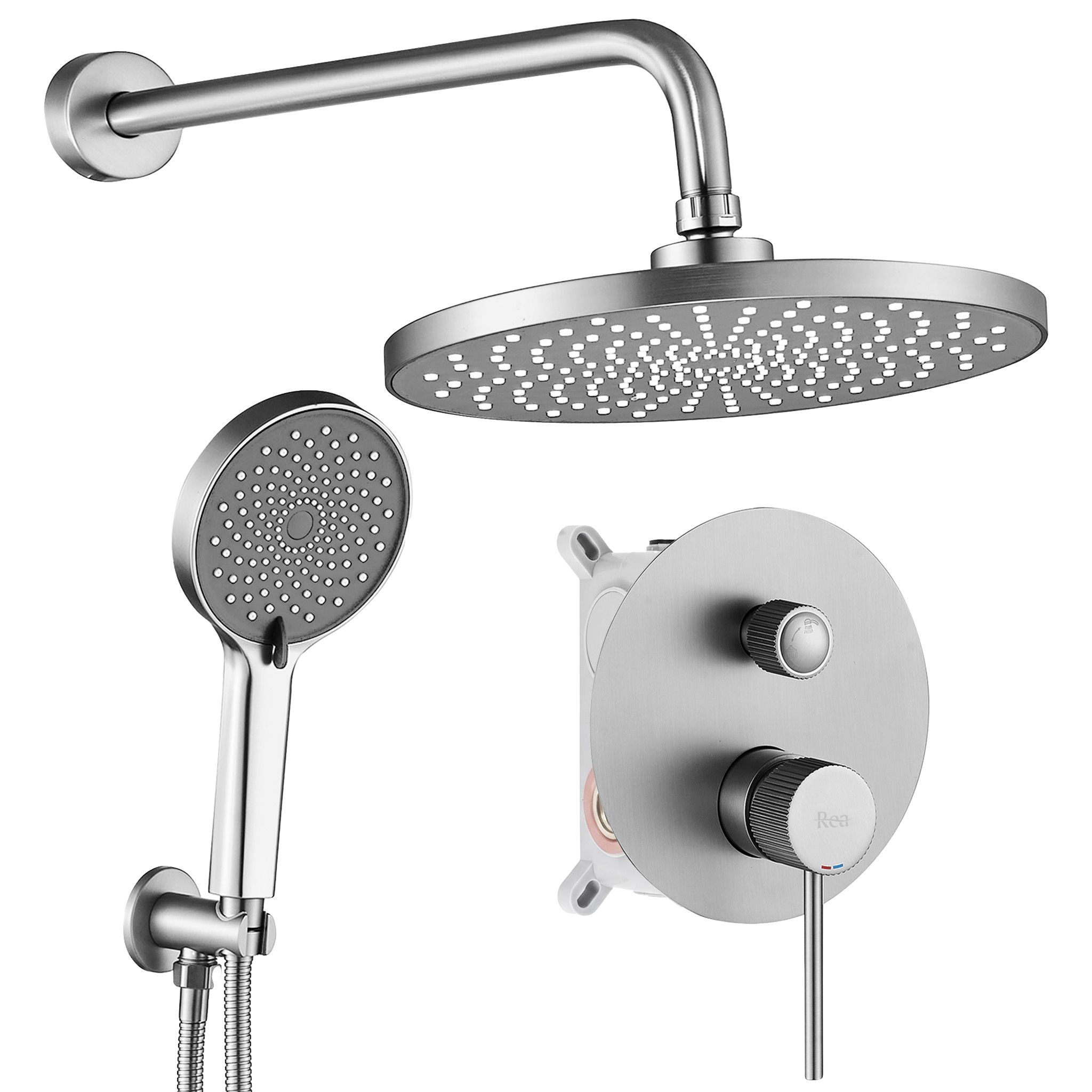 Rea Lungo Stripe, podomietková sprchová súprava + BOX, brúsená oceľ, REA-P9493