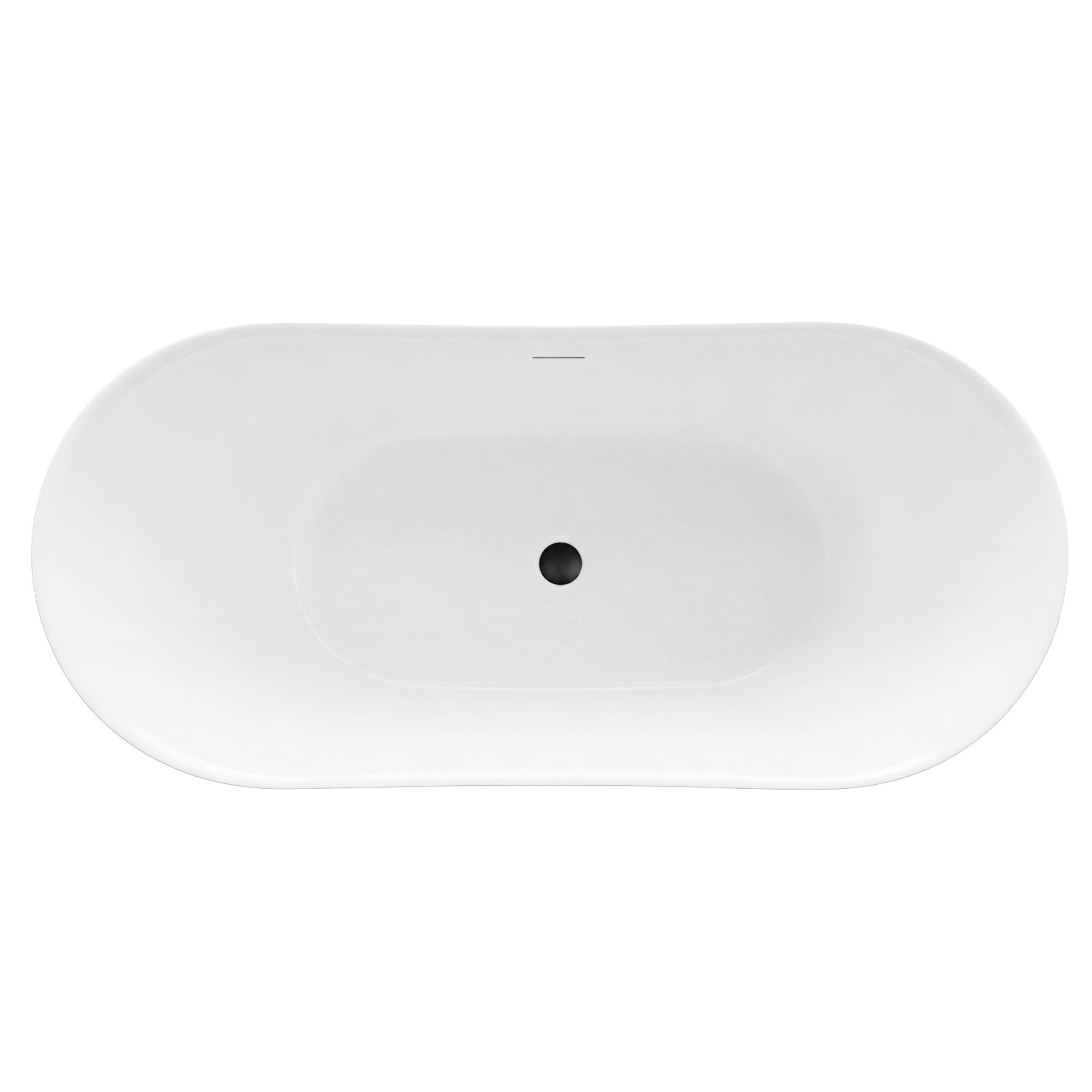 Rea Ferrano Slim, voľne stojaca vaňa 170x73 cm, imitácia kameňa, čierny click-clack, KPL-W6505