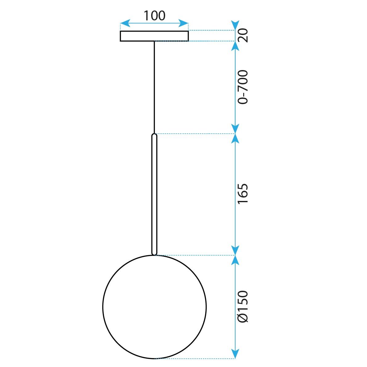 Toolight, sklenené guľové závesné stropné svietidlo 15cm, APP1681-1CP, OSW-04301