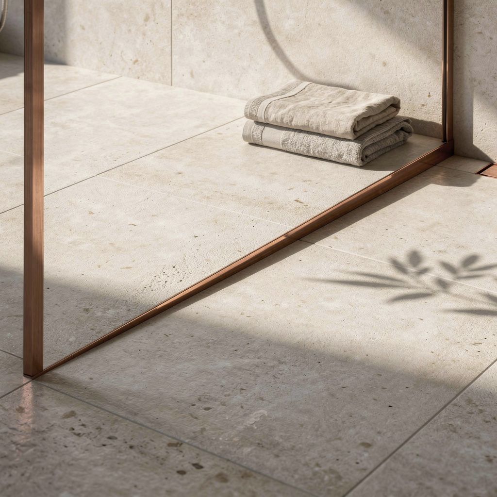 Rea, spádová lišta pre sprchový kút 100 cm, medená matná, ľavá, REA-K9490