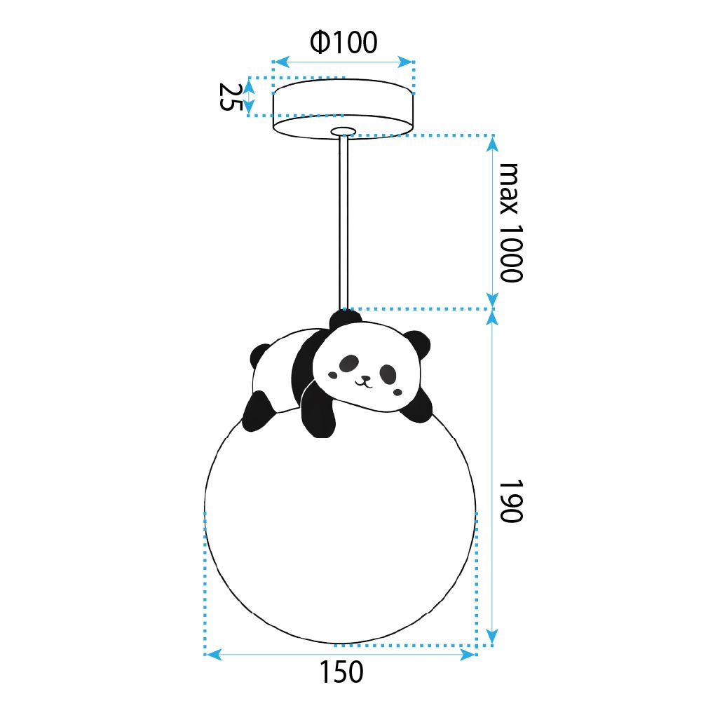 Toolight, závesné svietidlo PANDA G162-1CP, čierna-biela, OSW-07801