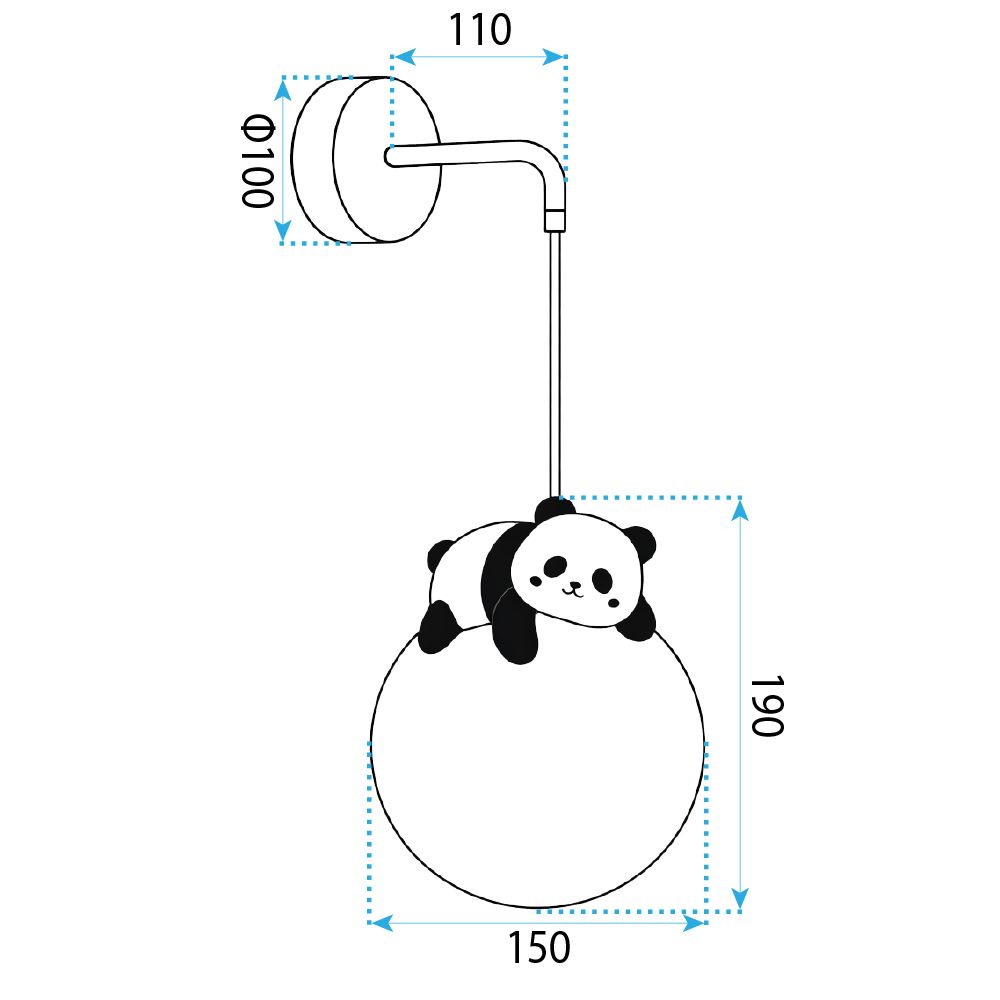 Toolight, nástenné svietidlo PANDA G163-1W, čierna-biela, OSW-07803