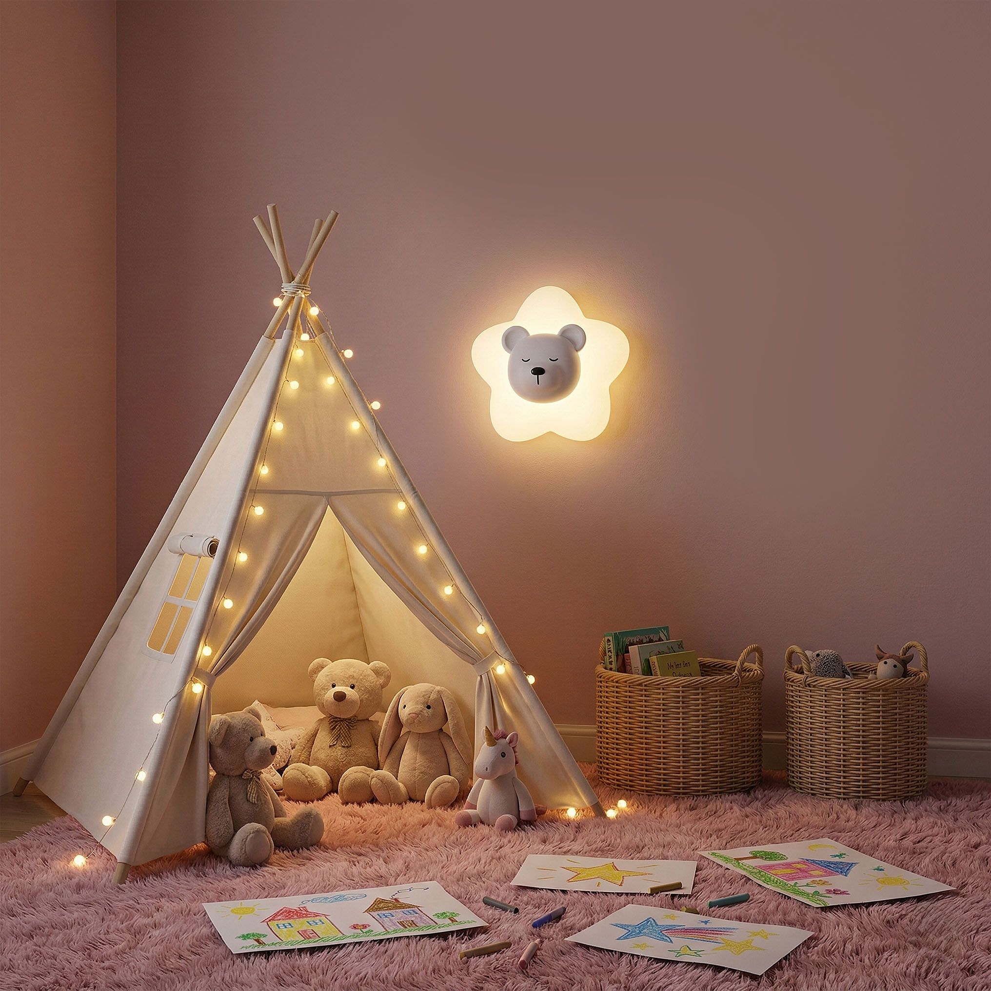 Toolight, LED nástenné svietidlo BIELY MEDVEĎ, 12W, G181-W, biela, OSW-07812