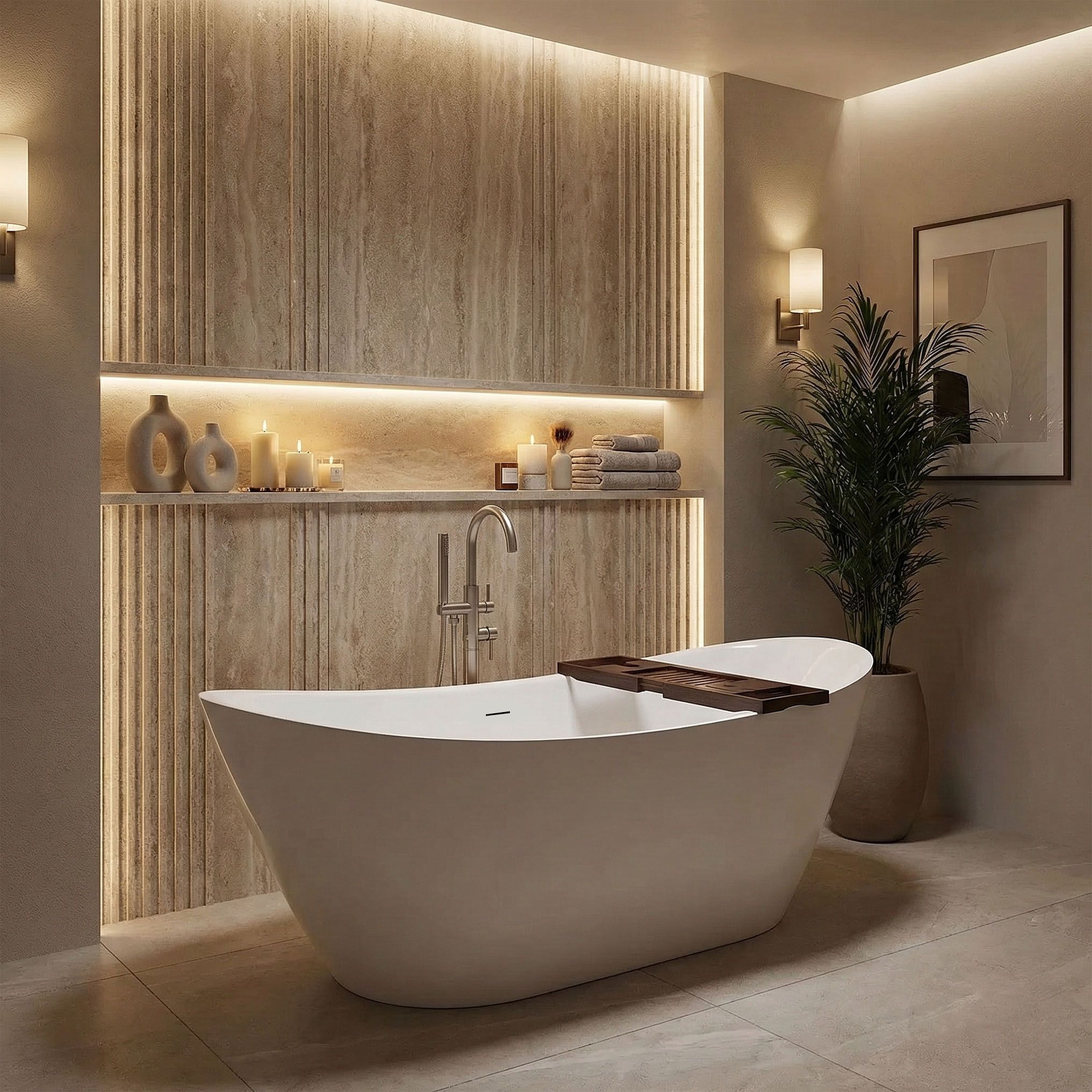 Rea FERRANO Slim, voľne stojaca vaňa 1800×800×745 mm, biela, čierna krytka odtoku, KPL-W6082