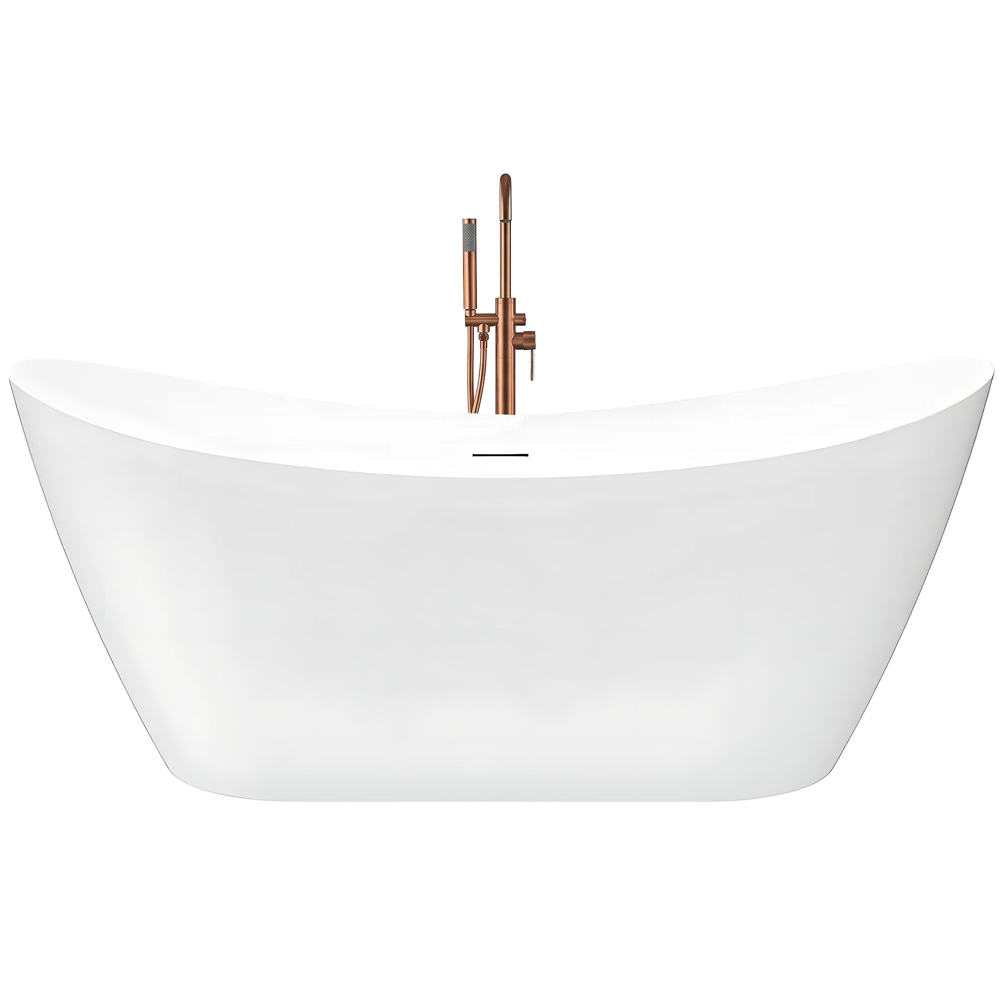 Rea FERRANO Slim, voľne stojaca vaňa 1800×800×745 mm, biela, zlatá matná krytka odtoku, KPL-W7082