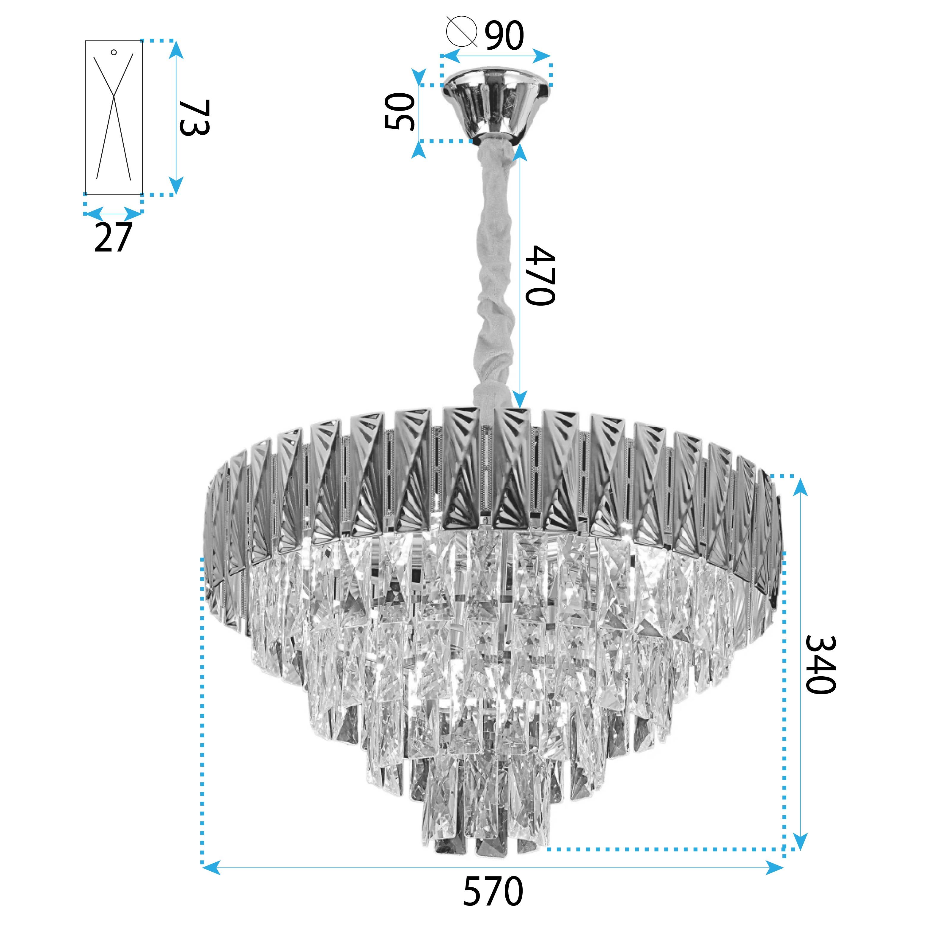 Toolight, závesné svietidlo 60cm, 9xE14, G060-CP, zlatá lesklá, OSW-06384