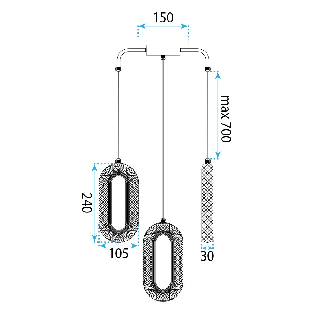 Toolight, ZÁVESNÉ STROPNÉ LED SVIETIDLO G173-3CP, zlatá lesklá, OSW-07817
