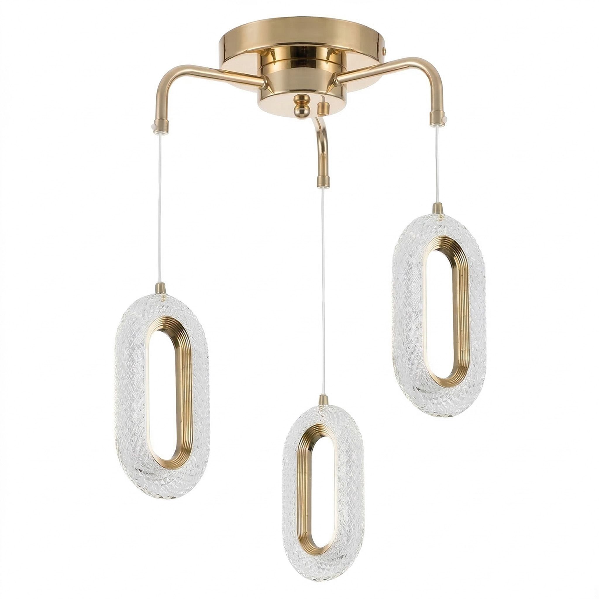Toolight, ZÁVESNÉ STROPNÉ LED SVIETIDLO G173-3CP, zlatá lesklá, OSW-07817