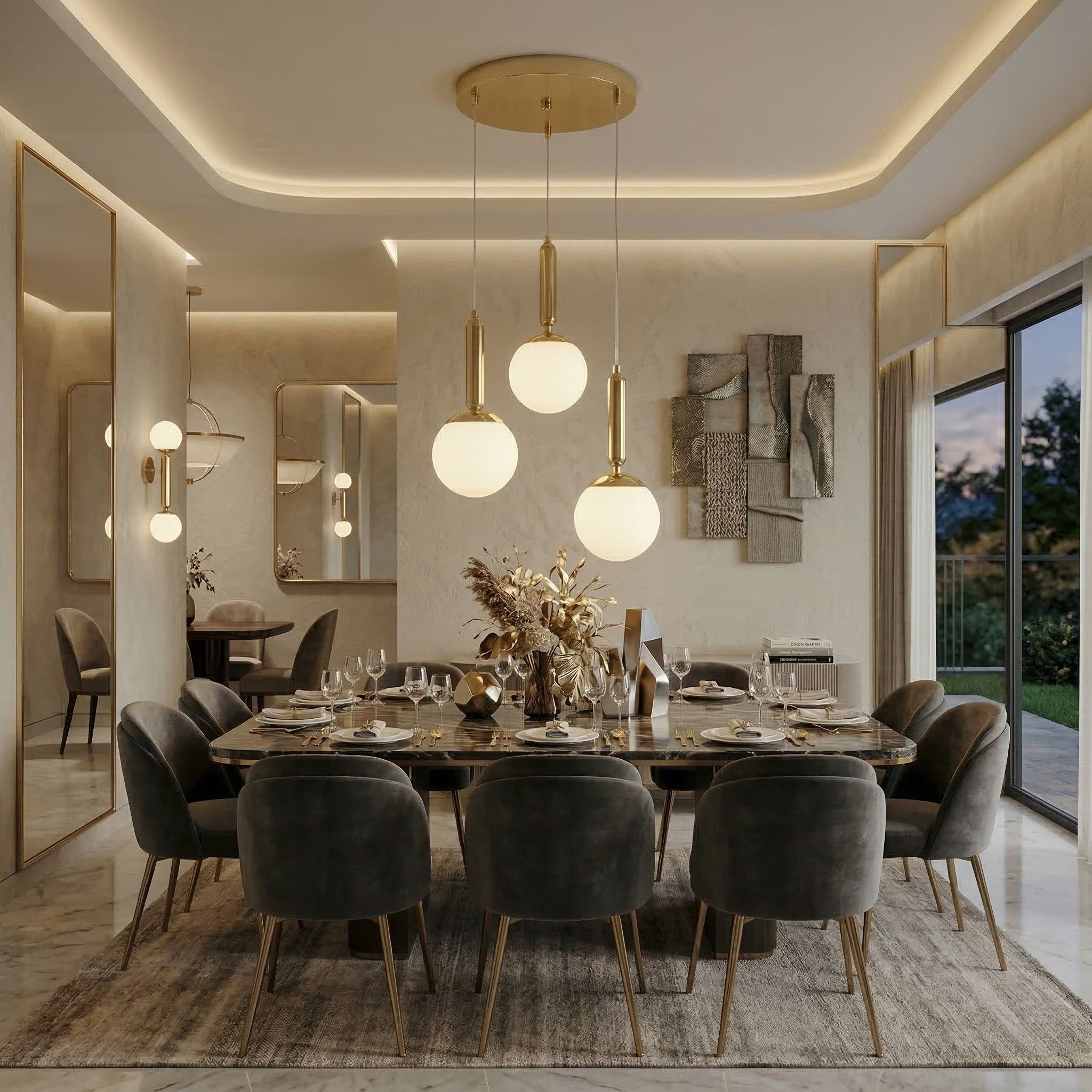 Toolight, ZÁVESNÁ STROPNÁ LAMPA G179-3CP GOLD, OSW-07823