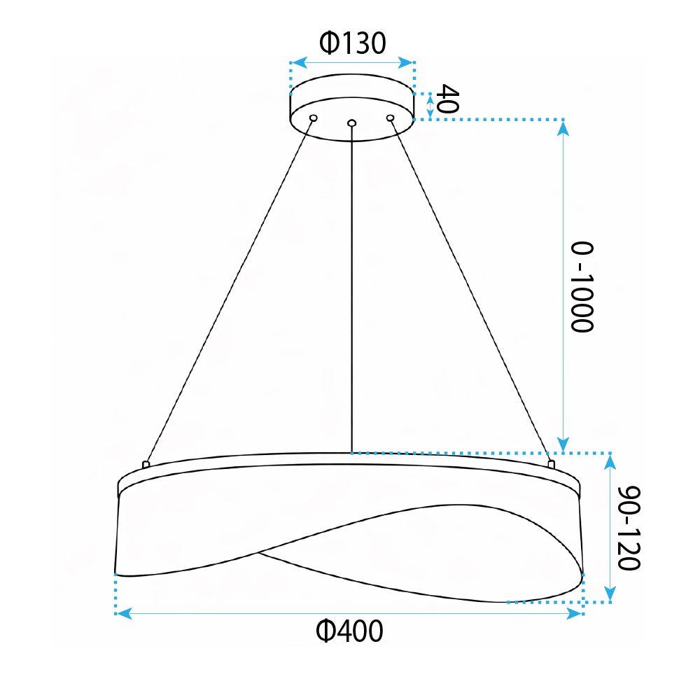 Toolight, LED závesné svietidlo 40cm, 20W, 1500 lm, G144-CP, zlatá, OSW-04700