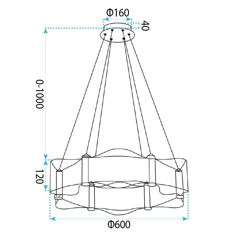 Toolight, ZÁVESNÁ STROPNÁ LAMPA G151-CP GOLD, OSW-04707