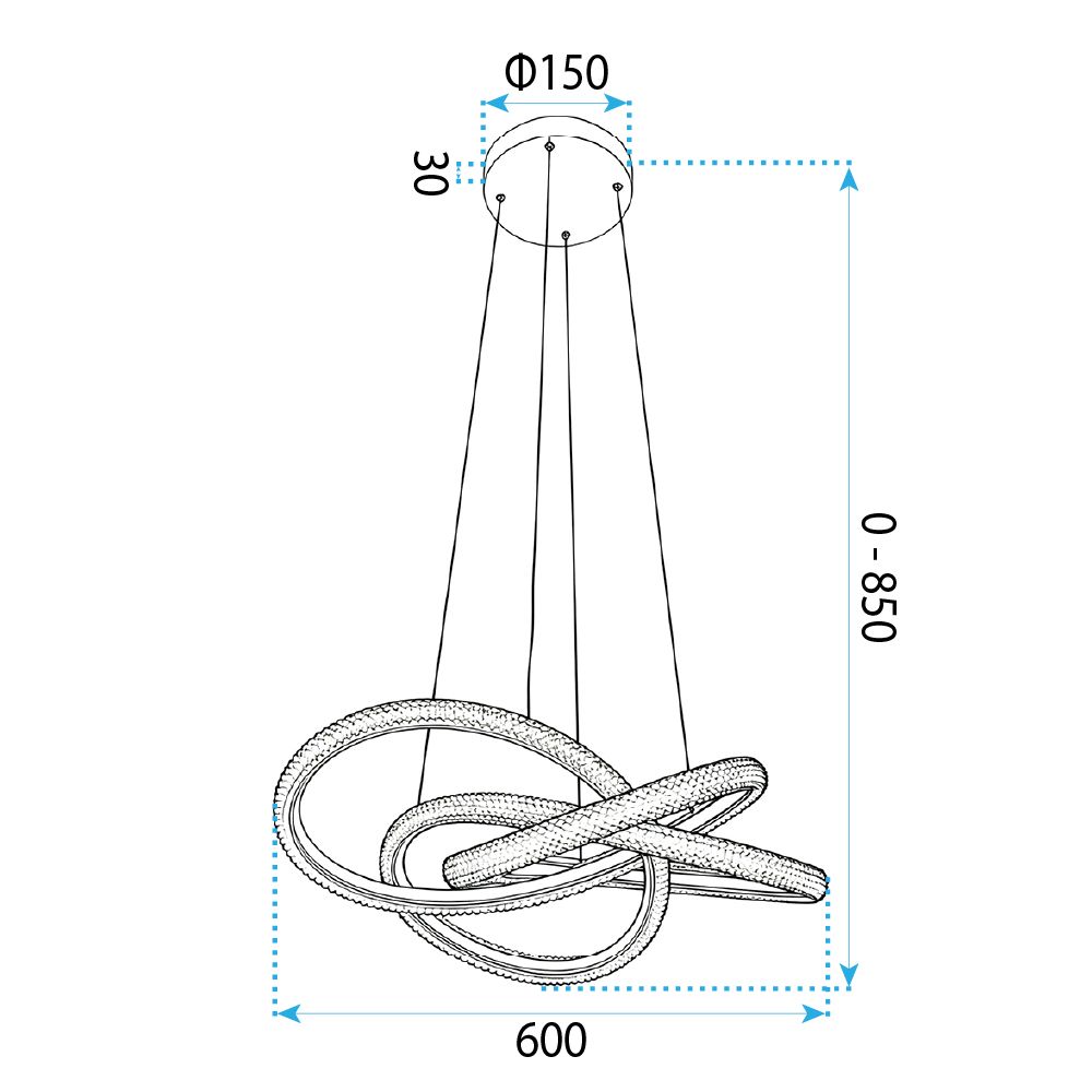 Toolight, LED závesné svietidlo 60cm, 100W, 4000K, 5000lm, G153-CP, zlatá lesklá, OSW-07826