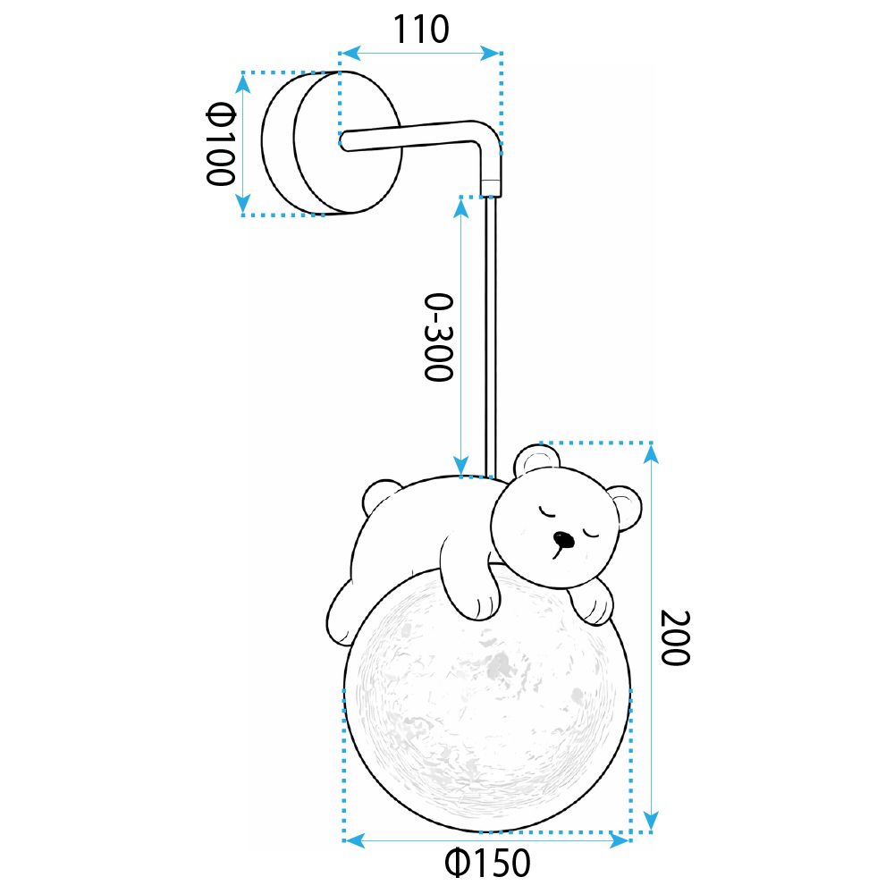 Toolight, NÁSTENNÁ LAMPA NÁSTENNÉ SVIETIDLO WHITE BEAR G161-1W, OSW-07800