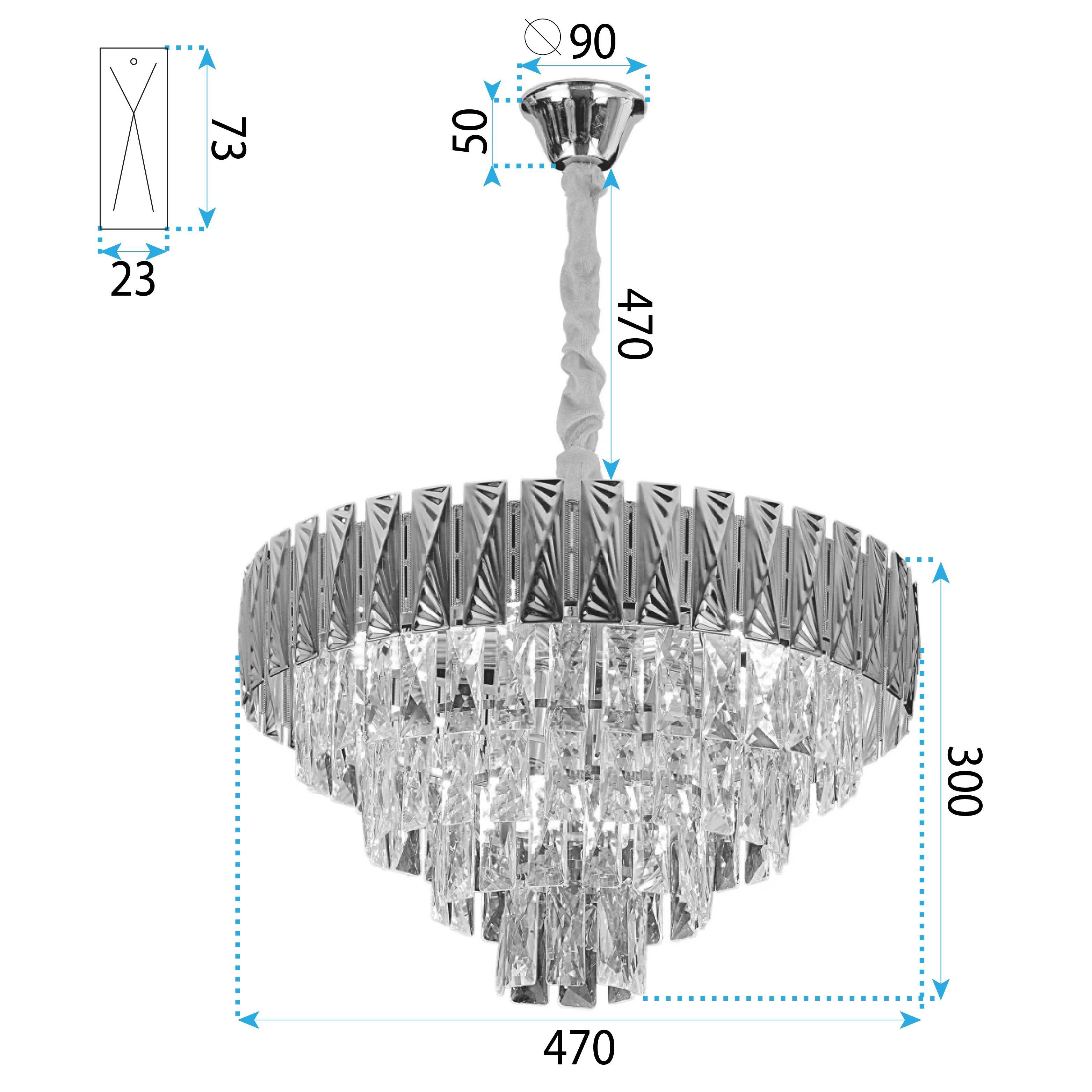 Toolight, stropné krištáľové svietidlo 50cm, 7xE14, G059-CP, OSW-06383