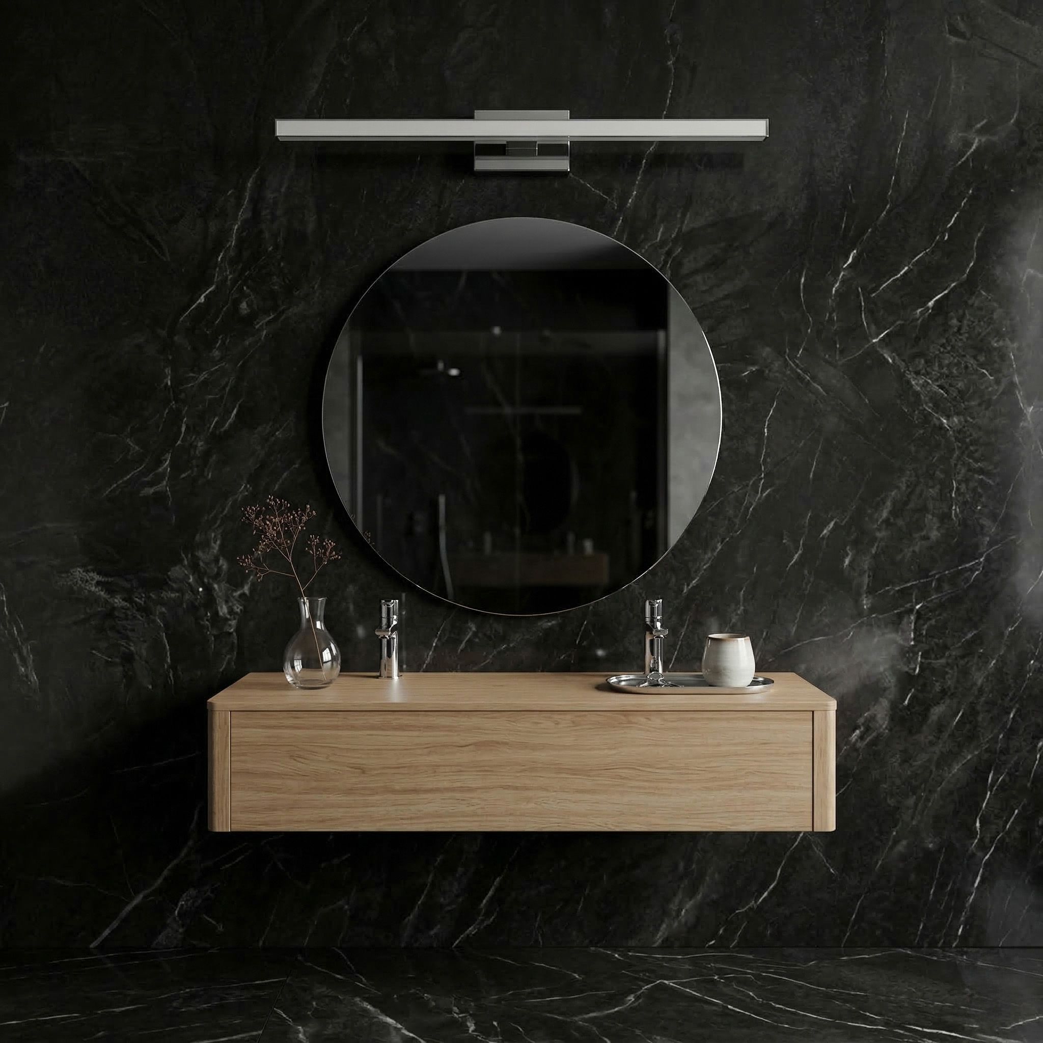 Toolight, LED nástenné svietidlo 80 cm, 13W, 1000lm, 4000K, APP1847-1W, chrómová, OSW-66002