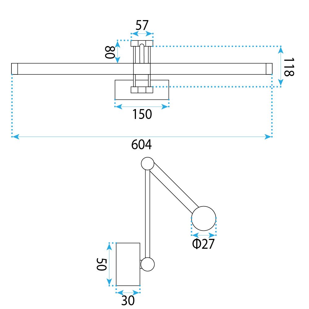 Toolight, LED nástenné svietidlo 60cm, 13W, 4000K, 1000lm, APP1900-1W, zlatá matná, OSW-66055