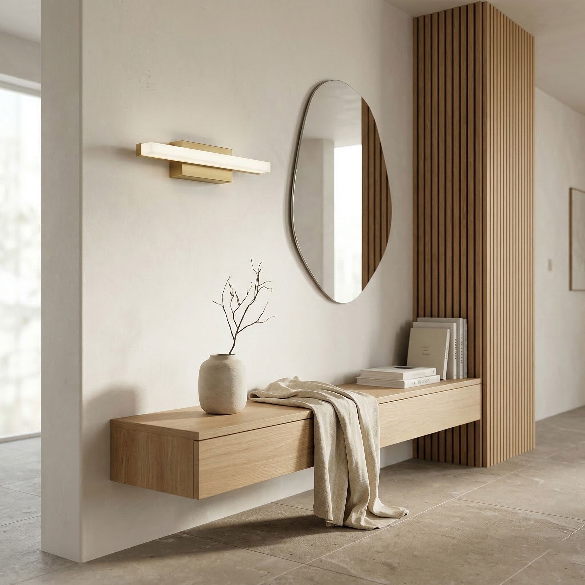 Toolight, LED nástenné svietidlo 42cm, 6W, 4000K, 500lm, APP1851-1W, zlatá matná, OSW-66005