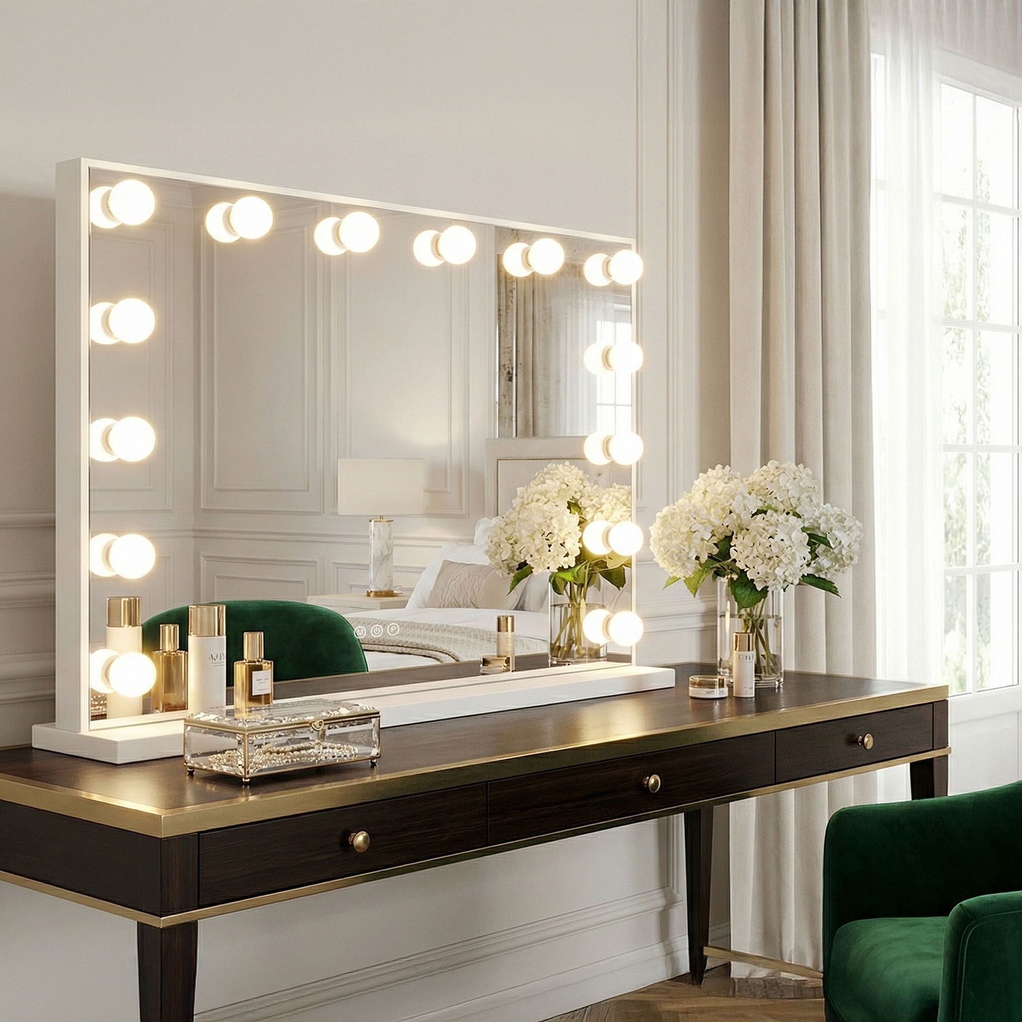 Rea Hollywood, LED zrkadlo 80x60, biela, HOM-12013