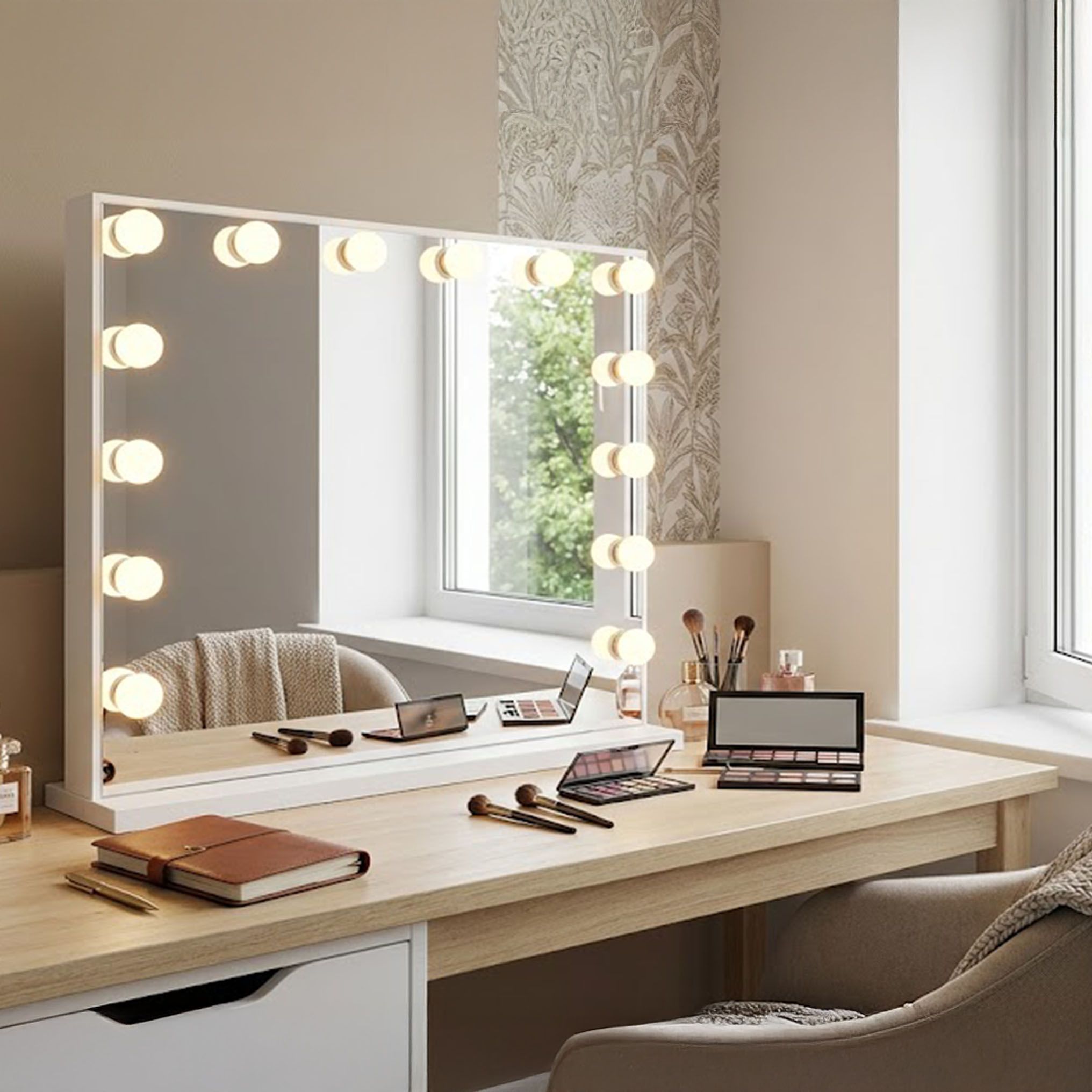 Rea Hollywood, LED zrkadlo 80x60, biela, HOM-12013