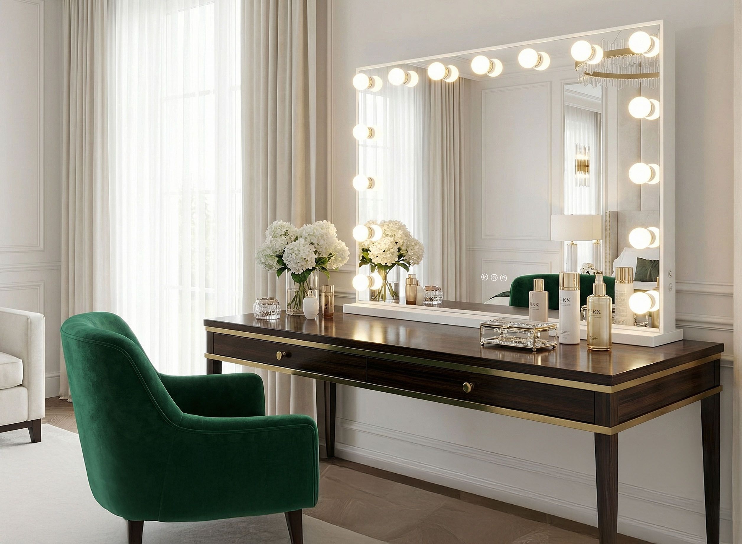Rea Hollywood, LED zrkadlo 80x60, biela, HOM-12013