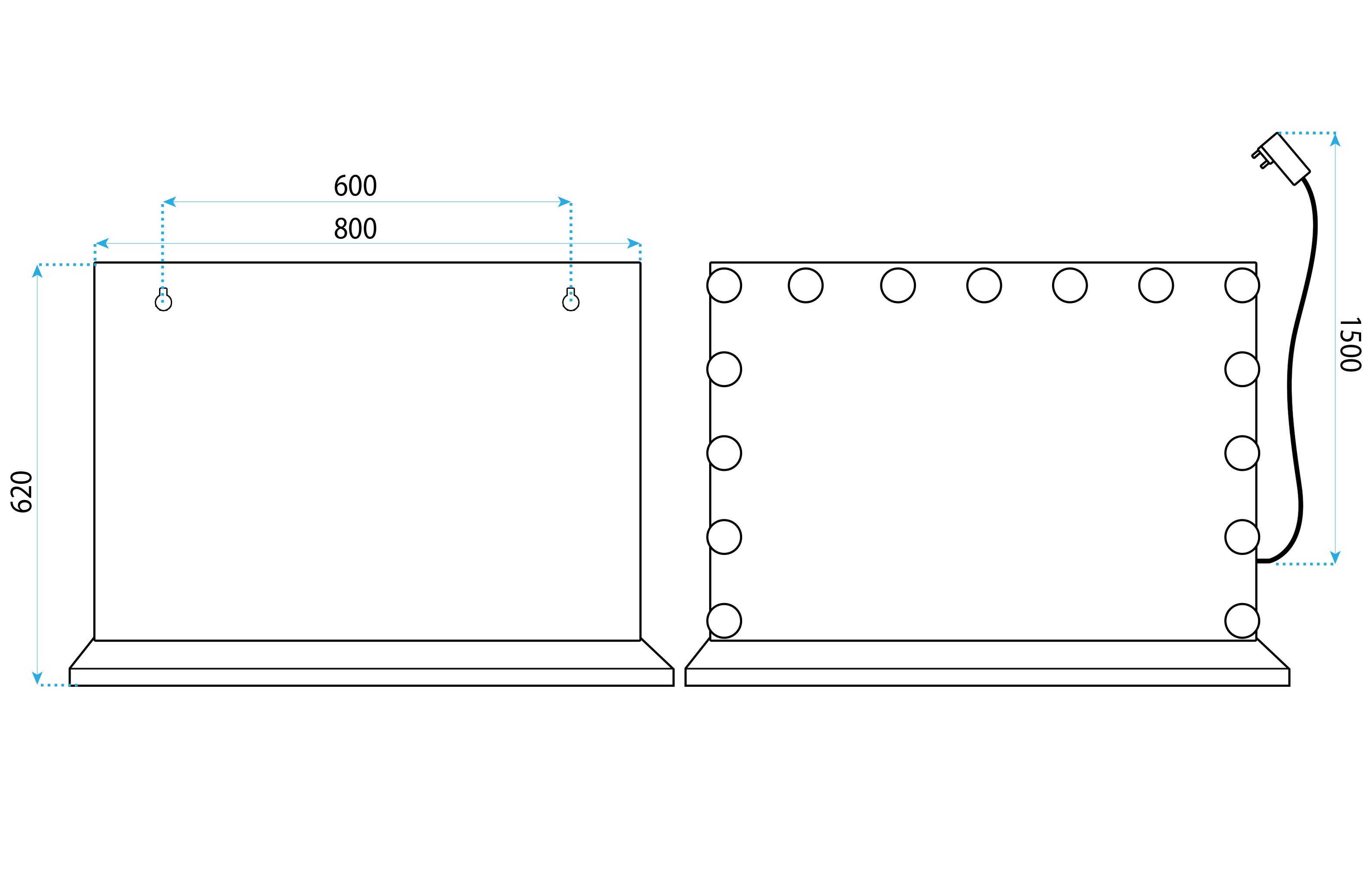 Rea Hollywood, LED zrkadlo 80x60, biela, HOM-12013