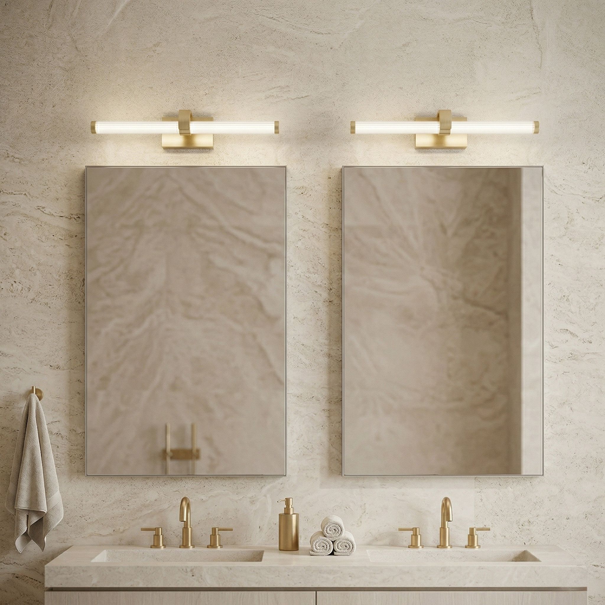 Toolight, LED nástenné svietidlo 40cm, 9W, 4000K, 1000lm, APP1883-1W, zlatá lesklá, OSW-66038