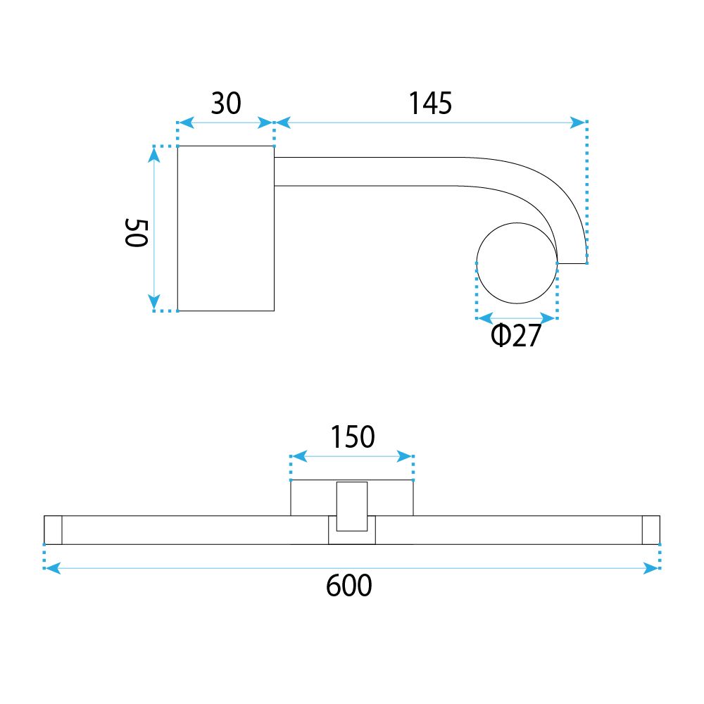 Toolight, LED nástenné svietidlo 60cm, 13W, 4000K, 1000lm, APP1888-1W, čierna matná, OSW-66043