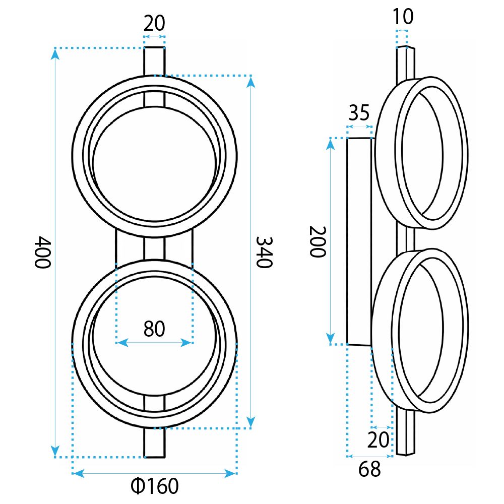 Toolight, LED nástenné svietidlo, 13W, 4000K, 1500lm, APP1917-W, čierna, OSW-66062