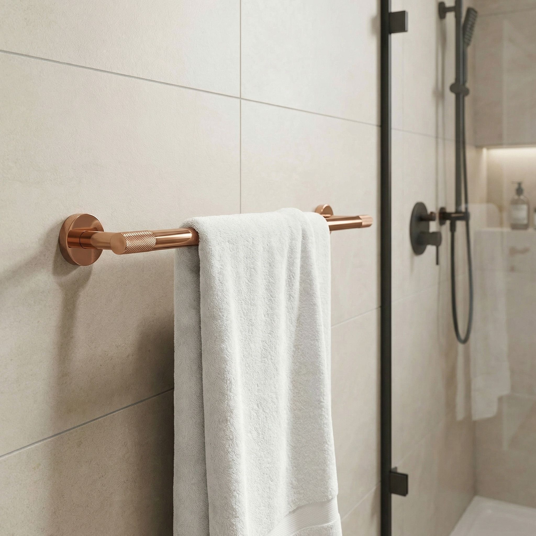 Rea Modern, suport pentru prosoape de baie 60cm, 6603, cupru lucios, REA-98070