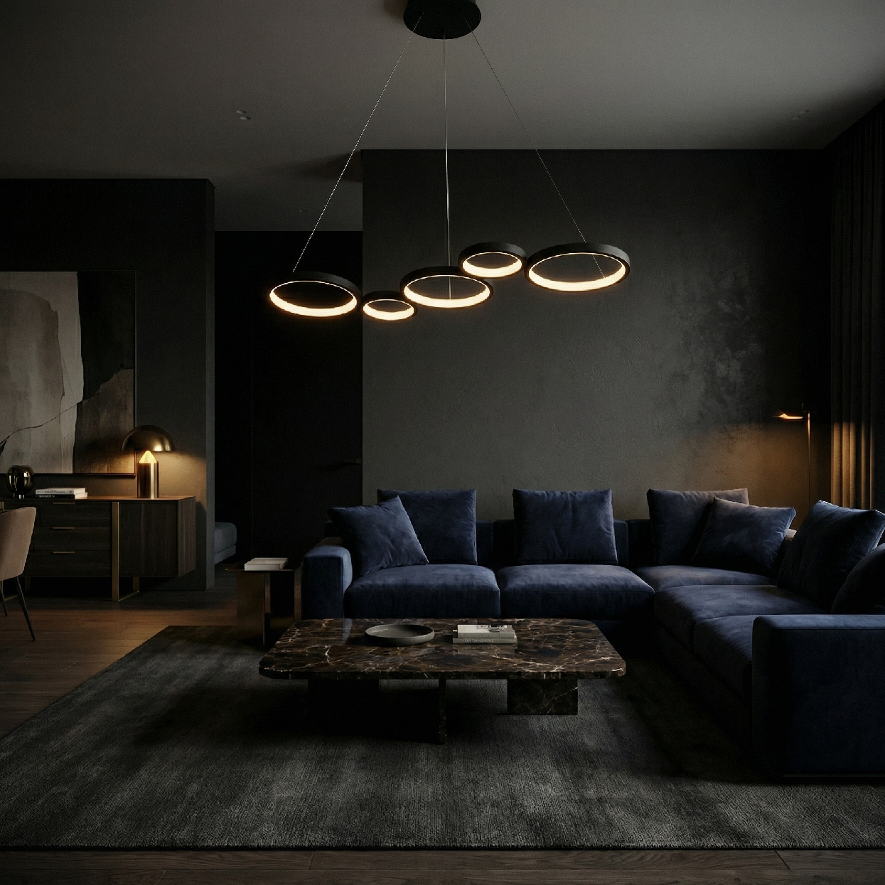 Toolight, LED stropné svietidlo 85cm, 35W, 4000K, 2000lm, APP1923-CP, čierna, OSW-66065