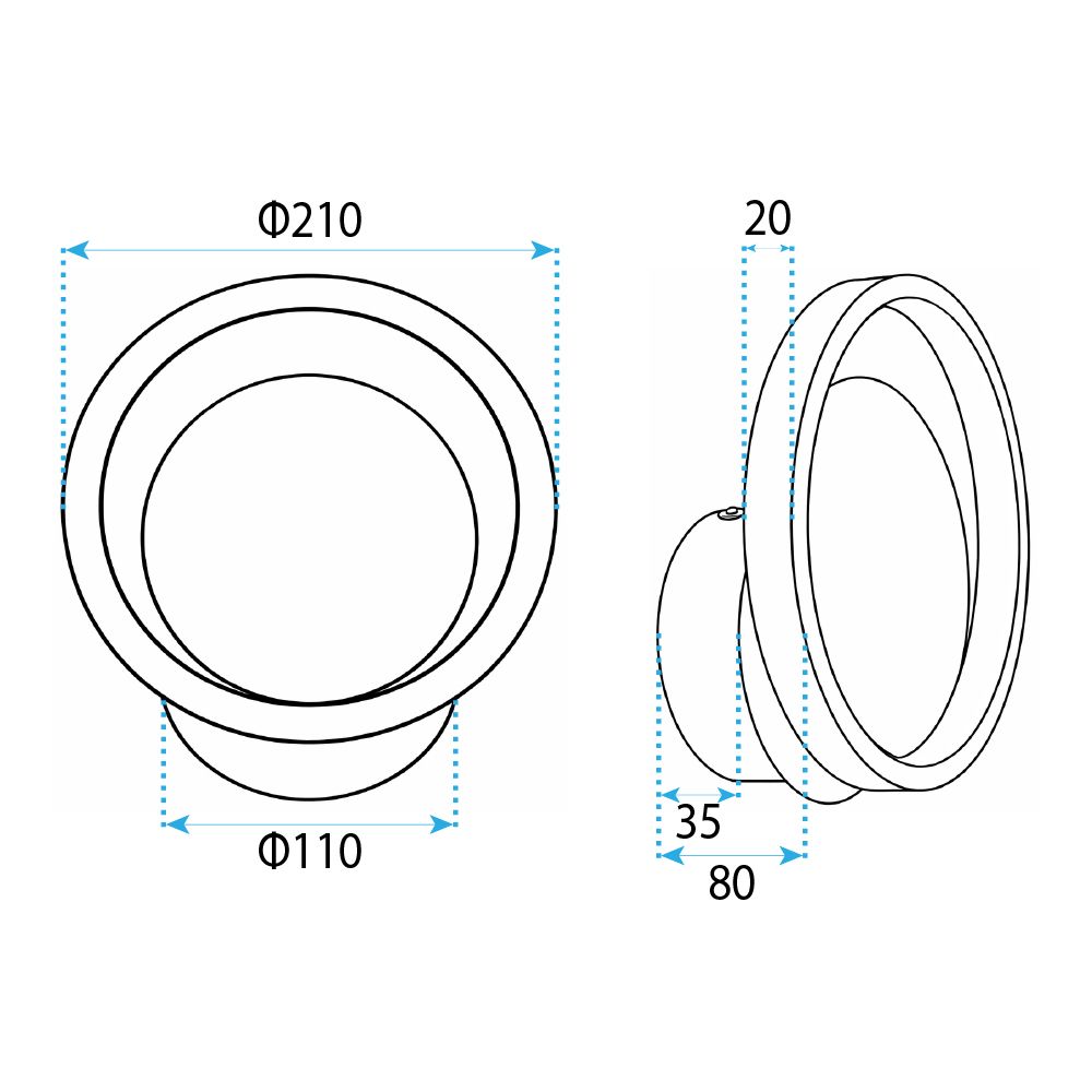 Toolight, LED nástenné svietidlo 21 cm, 8W, 500lm, APP1915-W, čierna, OSW-66061