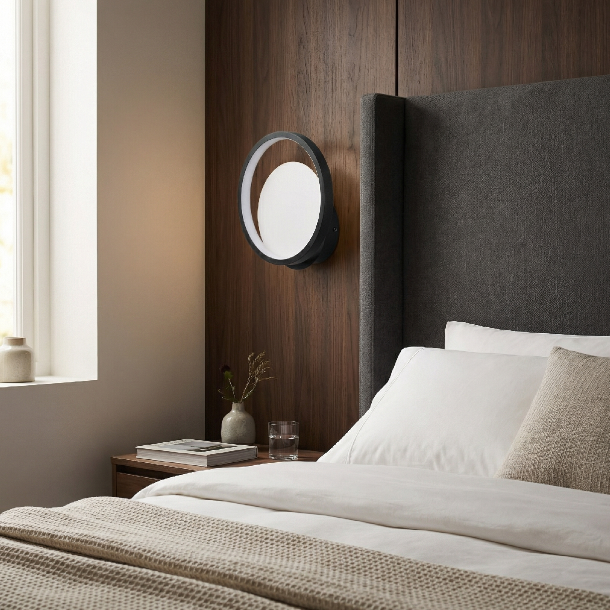 Toolight, LED nástenné svietidlo 21 cm, 8W, 500lm, APP1915-W, čierna, OSW-66061