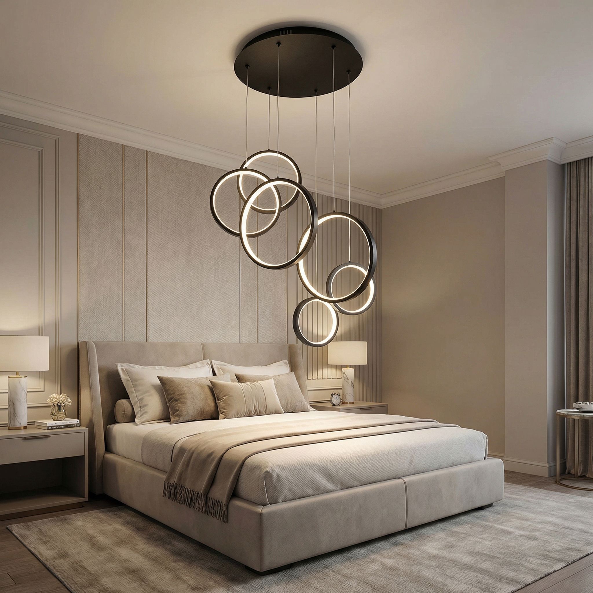 Toolight, LED závesné svietidlo, 48W, 4000K, 2500lm, APP1921-CP, čierna, OSW-66064