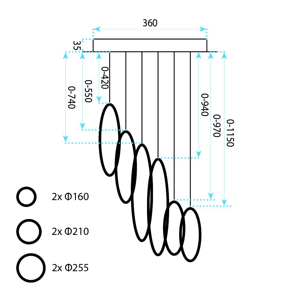 Toolight, LED závesné svietidlo, 48W, 4000K, 2500lm, APP1921-CP, čierna, OSW-66064