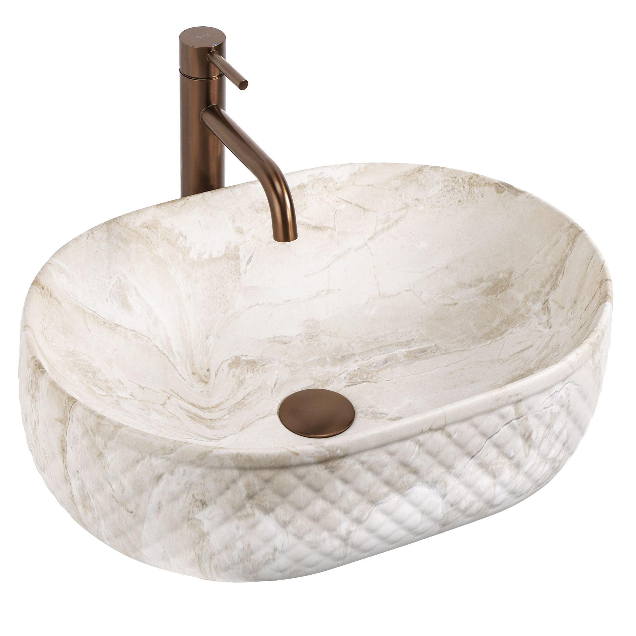 Rea Oktawia Kallisto, umývadlo na dosku 500x355x130 mm, imitácia kameňa, REA-U3528