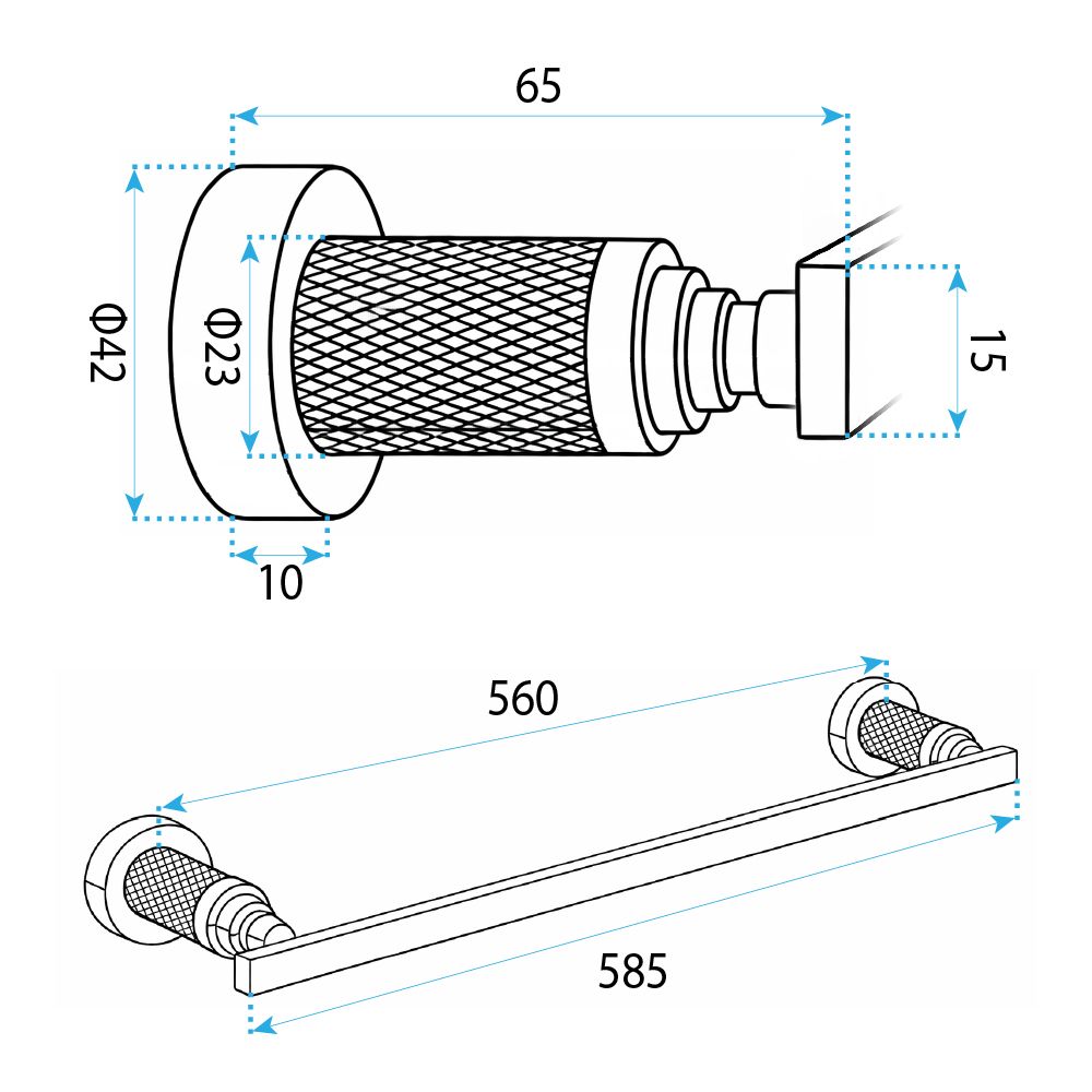 Rea Rivo, suport pentru prosoape de baie 60 cm, 81301, auriu mat, REA-98057