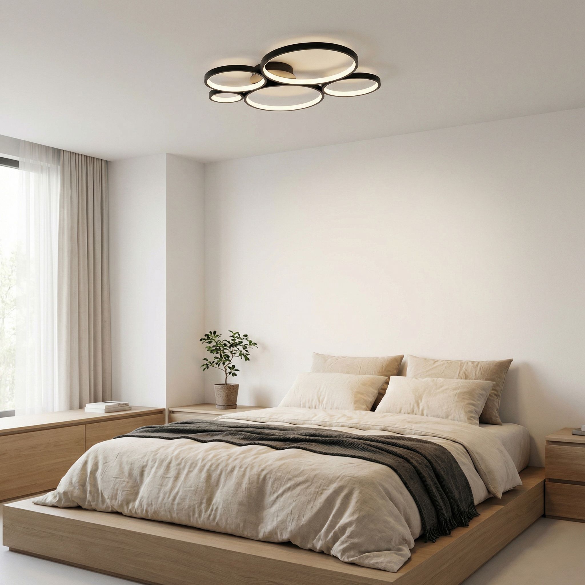 Toolight, LED stropné svietidlo 63x61cm, 45W, 4000K, 2500lm, APP1911-C, čierna matná, OSW-66059