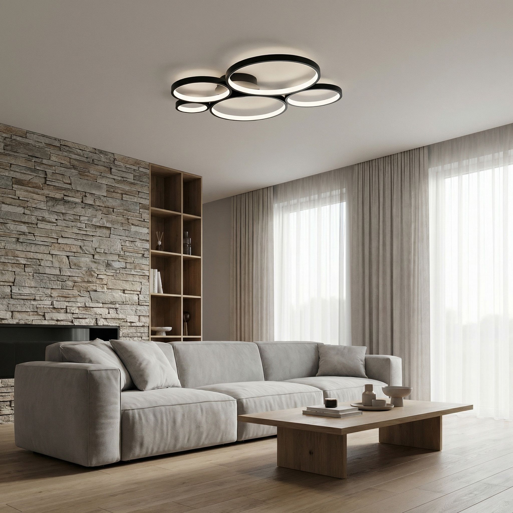 Toolight, LED stropné svietidlo 63x61cm, 45W, 4000K, 2500lm, APP1911-C, čierna matná, OSW-66059