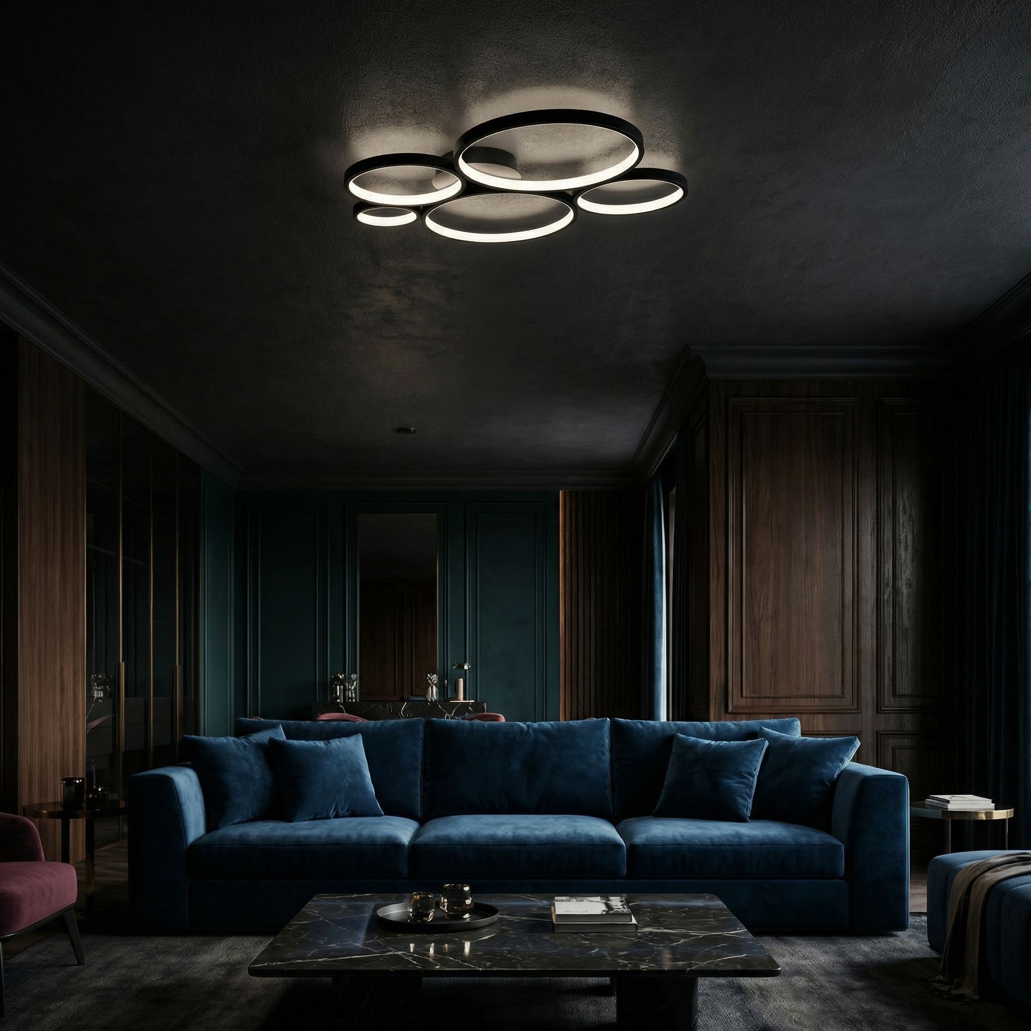 Toolight, LED stropné svietidlo 63x61cm, 45W, 4000K, 2500lm, APP1911-C, čierna matná, OSW-66059