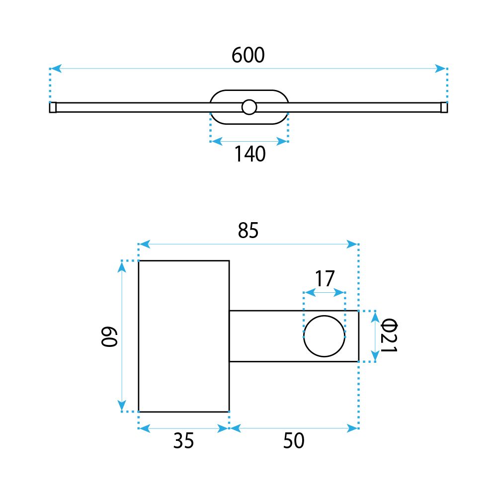 Toolight, LED nástenné svietidlo 60cm, 13W, 4000K, 1000lm, APP1893-1W, zlatá matná, OSW-66048