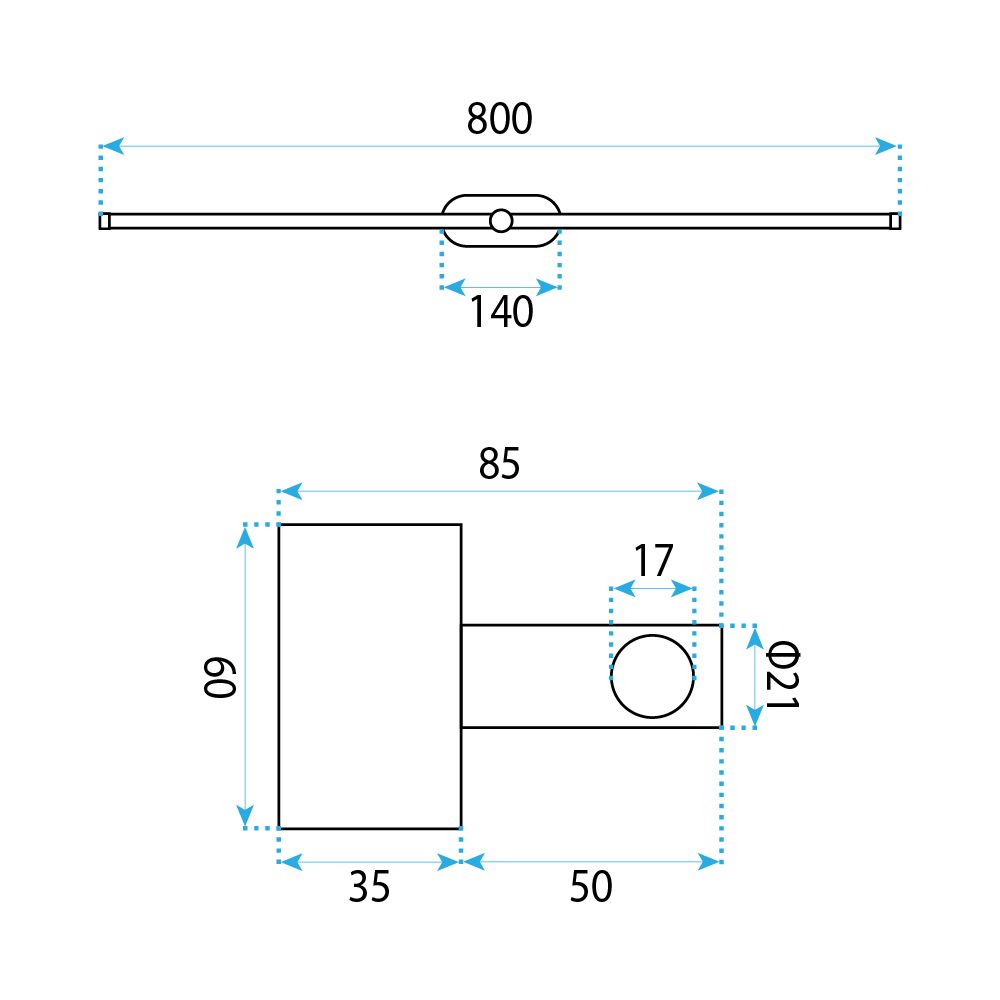 Toolight, LED nástenné svietidlo 80cm, 13W, 4000K, 1000lm, APP1894-1W, zlatá matná, OSW-66049