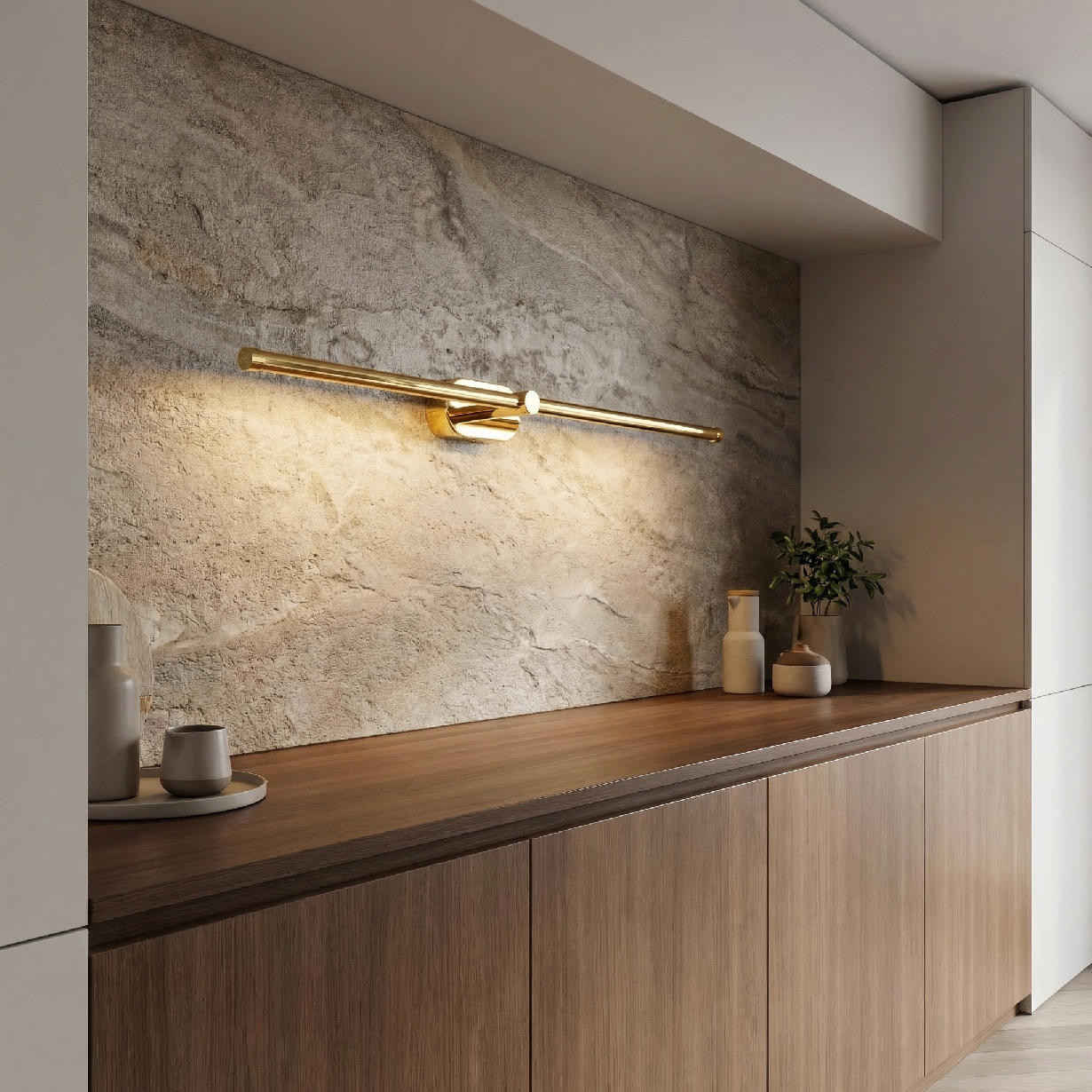 Toolight, LED nástenné svietidlo 80cm, 13W, 4000K, 1000lm, APP1891-1W, zlatá lesklá, OSW-66046