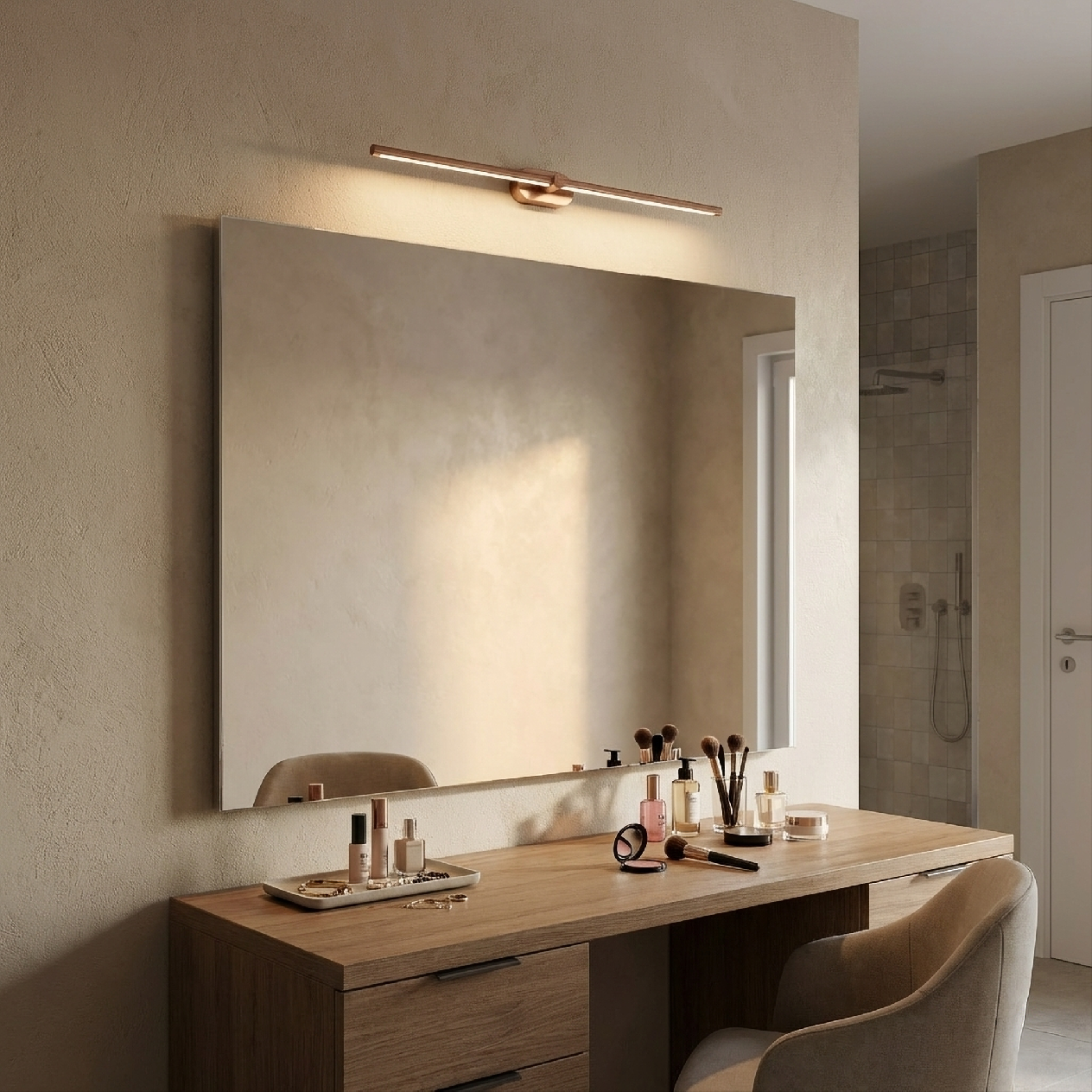 Toolight, LED nástenné svietidlo 80cm, 13W, 4000K, 1000lm, APP1897-1W, medená matná, OSW-66052